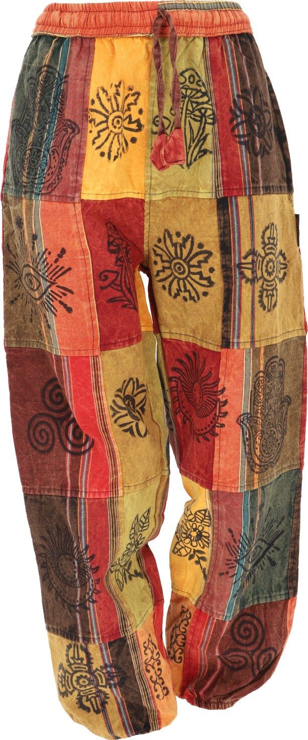 Guru-Shop Relaxhose Patchwork Stonewash Yogahose, Unisex Goa.. Ethno Style, alternative Bekleidung