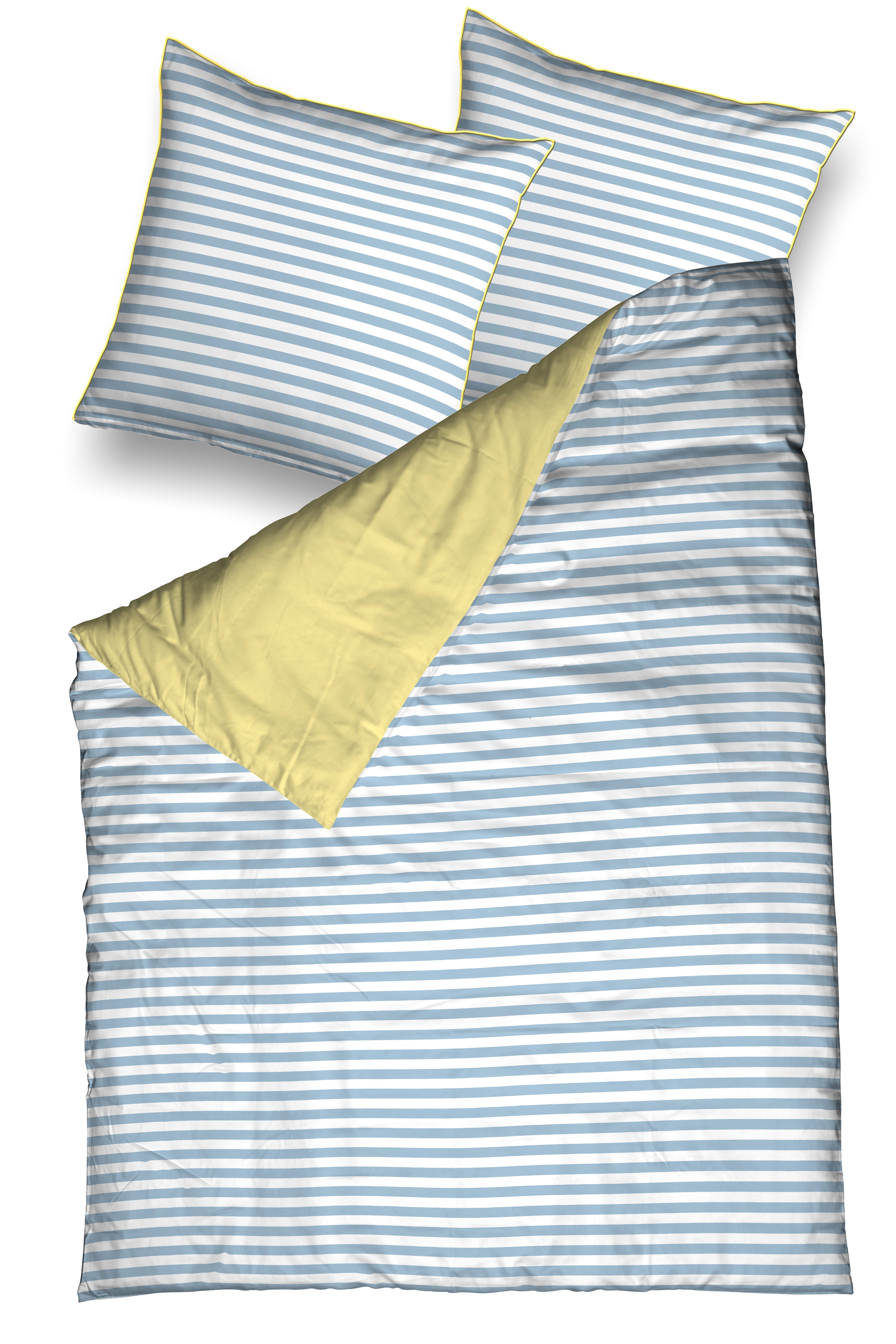 CASATEX Bettwäsche Capri, Satin, 2 teilig, klassisch, modern, Streifen-Wend-Bettbezug, Zierrand am Bettbezug