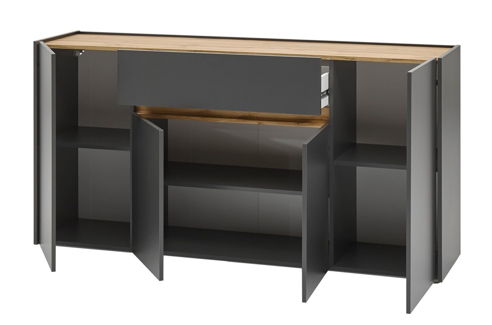 Furn.Design Sideboard Center (Kommode in grau mit Eiche, 170 x 87 cm), 4-türig. € 364,49