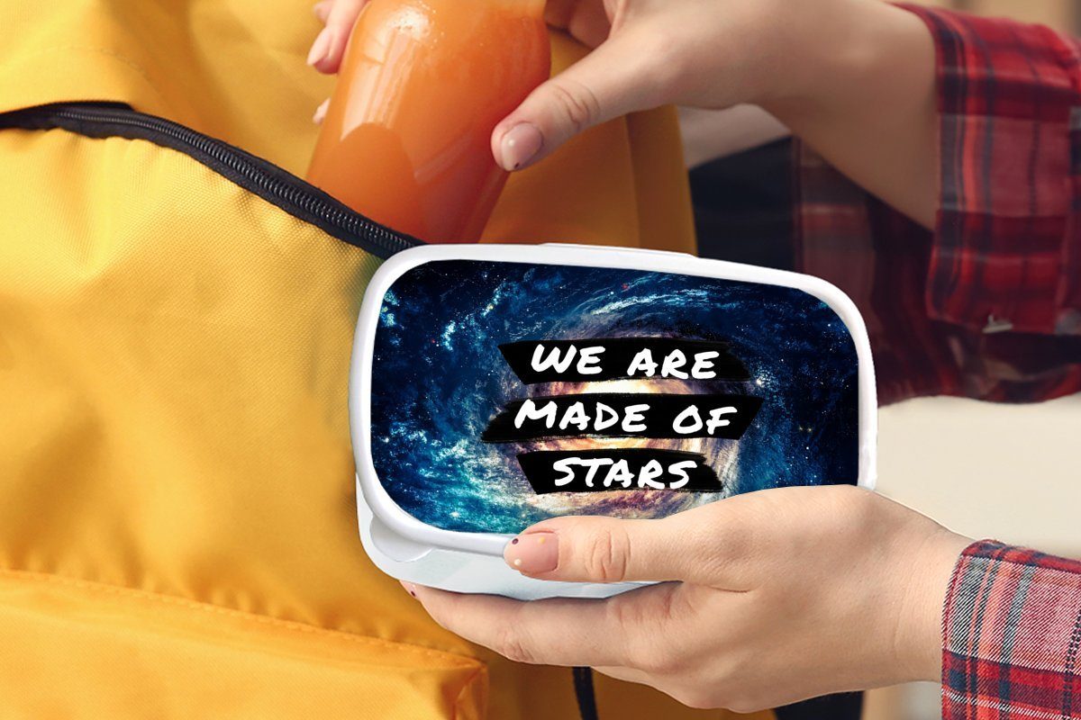 Lunchbox - Kunststoff, gemacht' Sprichwörter aus Sternen (2-tlg), - MuchoWow für Sterne Zitate 'Wir Jungs weiß Brotdose, sind Brotbox -, Kinder Erwachsene, und für Mädchen und -
