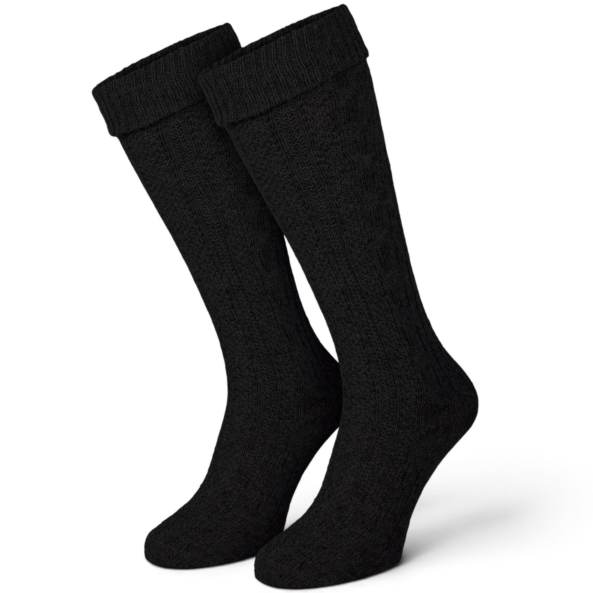 Black Snake Trachtensocken Kniebundstrümpfe mit Zopfmuster fürs Oktoberfest, Damen & Herren (Kniestrumpf, 1-Paar) Breiter Umschlagbund, Baumwollmix, atmungsaktiv, kniehoher Schaft