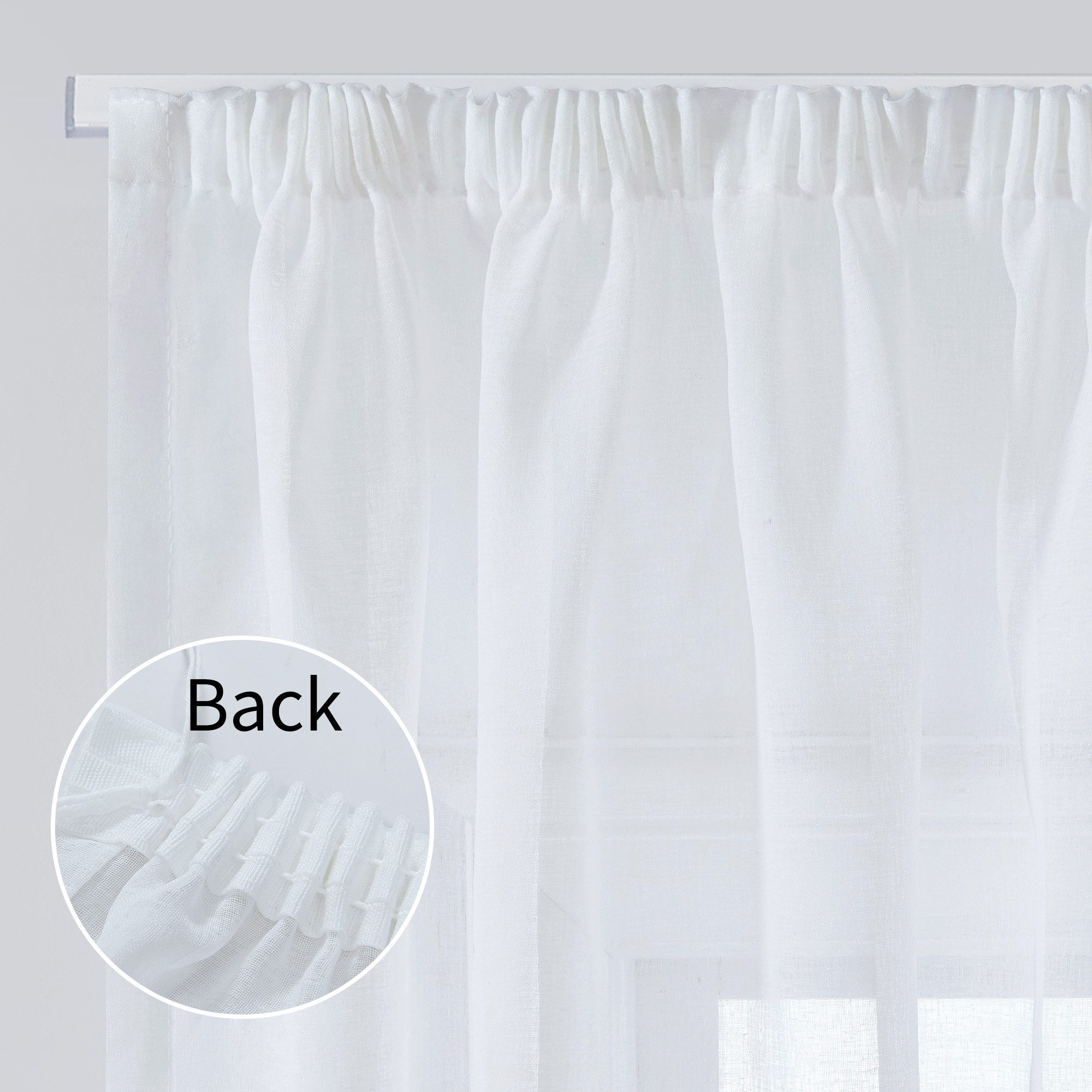 Deconovo Vorhang Gardinen Kräuselband Wohnzimmer Transparent Vorhänge für 2er Set, Store – Bild 3 von 3