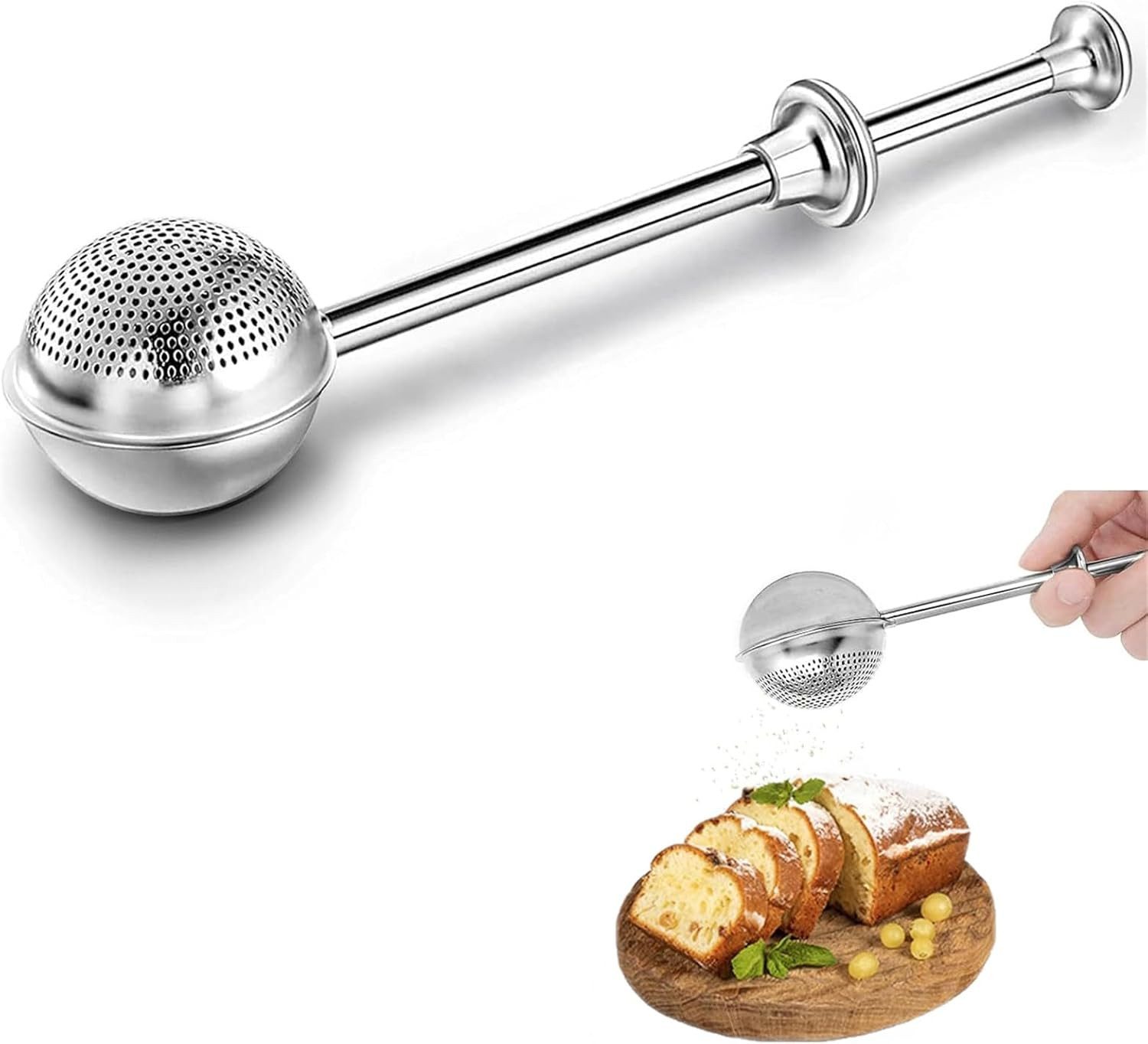 FELIXLEO Brühsieb 2er Set Puderzuckerstreuer Mehlsieb Edelstahl Küchensieb Mit Griff, (1-St)