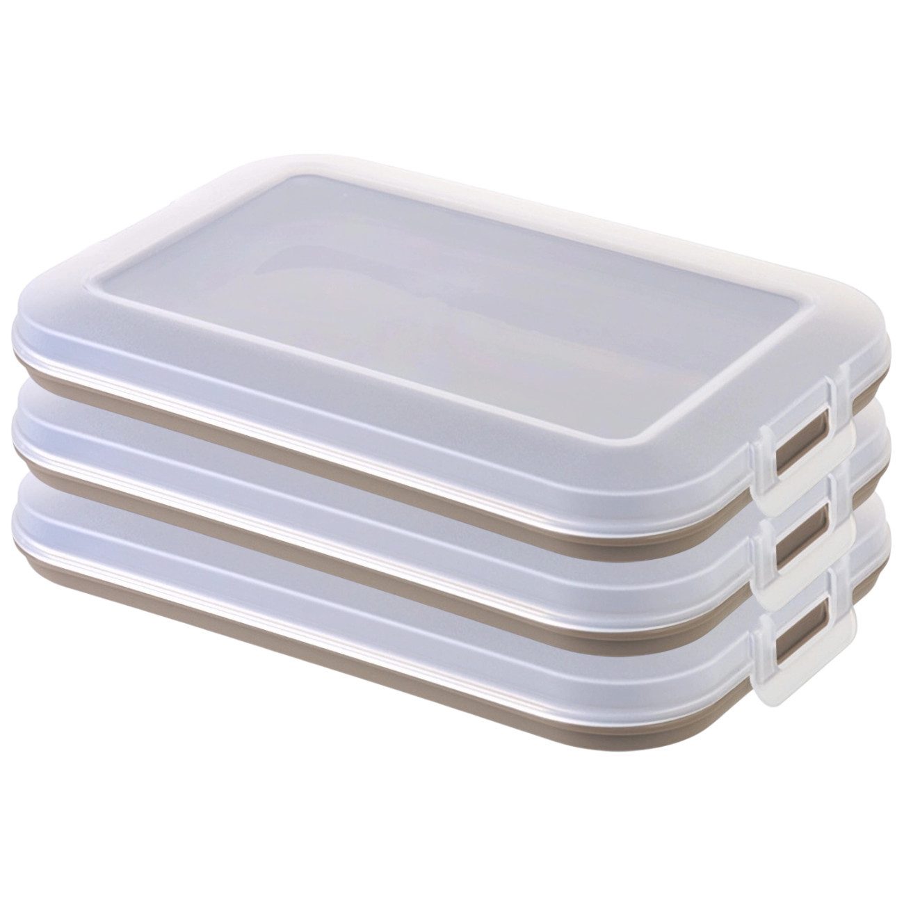 Engelland Frischhaltedose Aufschnittdosen für den Kühlschrank, Aufschnittboxen, PP-Kunststoff, BPA-frei, (Vorteils-Set, 3-tlg., mit transparentem Deckel), stapelbar, platzsparend, Ordnung im Kühlschrank, Organizer, Stapelbox
