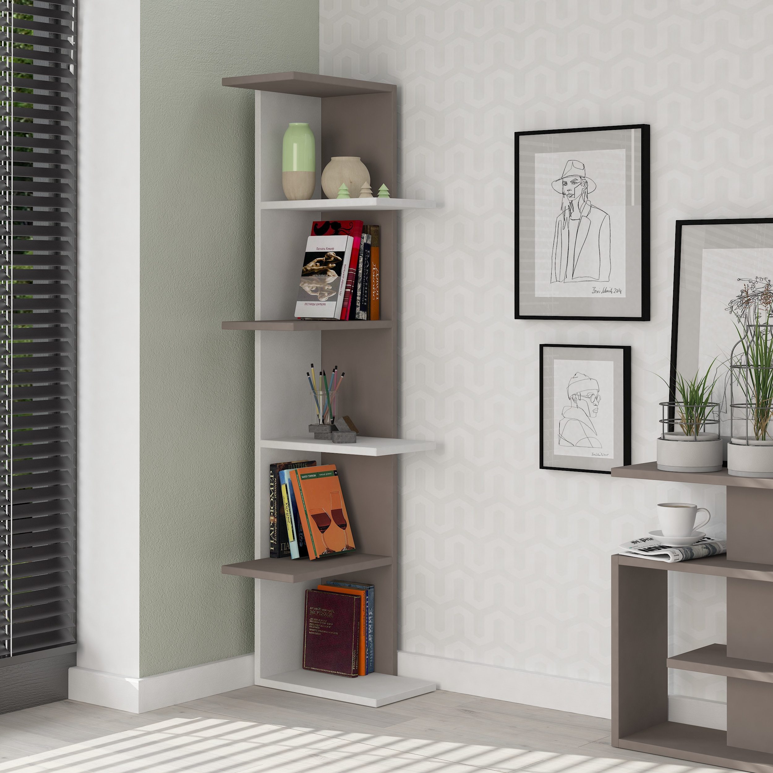 Decortie Bücherregal Saso, Modernes Eck-Bücherregal, 37 günstig online kaufen