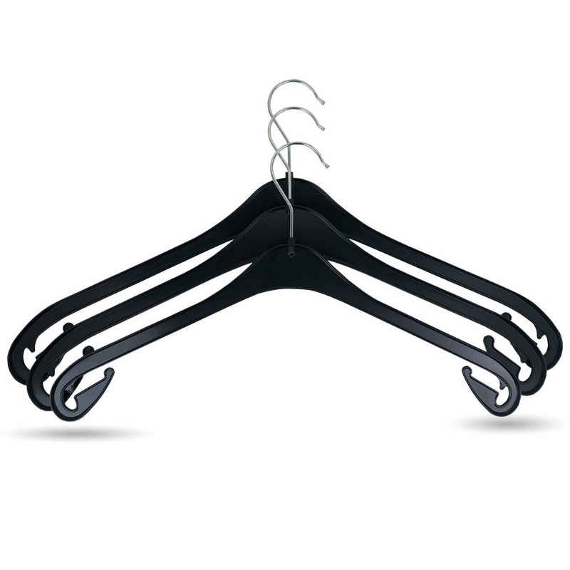 Webwarenhaus Kleiderbügel Kleiderbügel Kunststoff Schwarz 38 cm im 10er Pack, (Spar-Set), Kleiderbügel, 38 cm, drehbarer Haken, Kunststoff