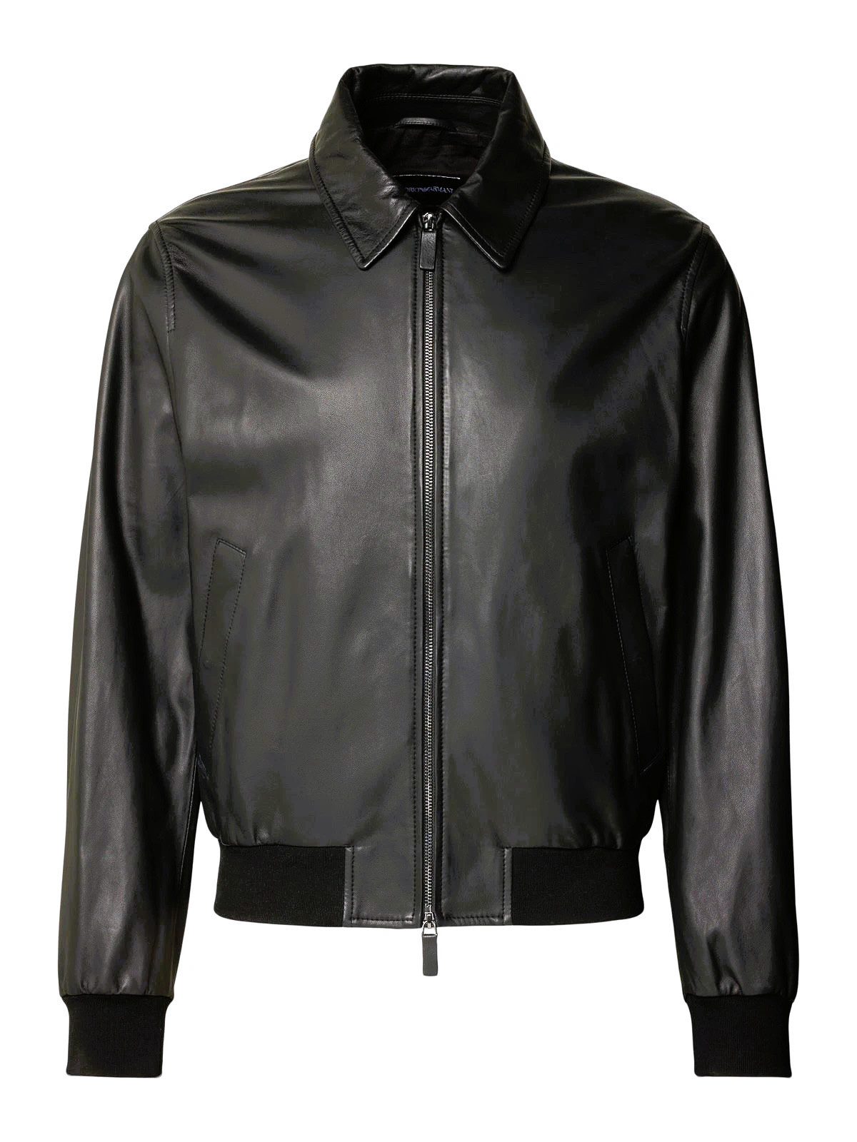 Emporio Armani Lederjacke Emporio Armani Jacke, EMPORIO ARMANI BLOUSON LEATHER JACKET in Unifarbe