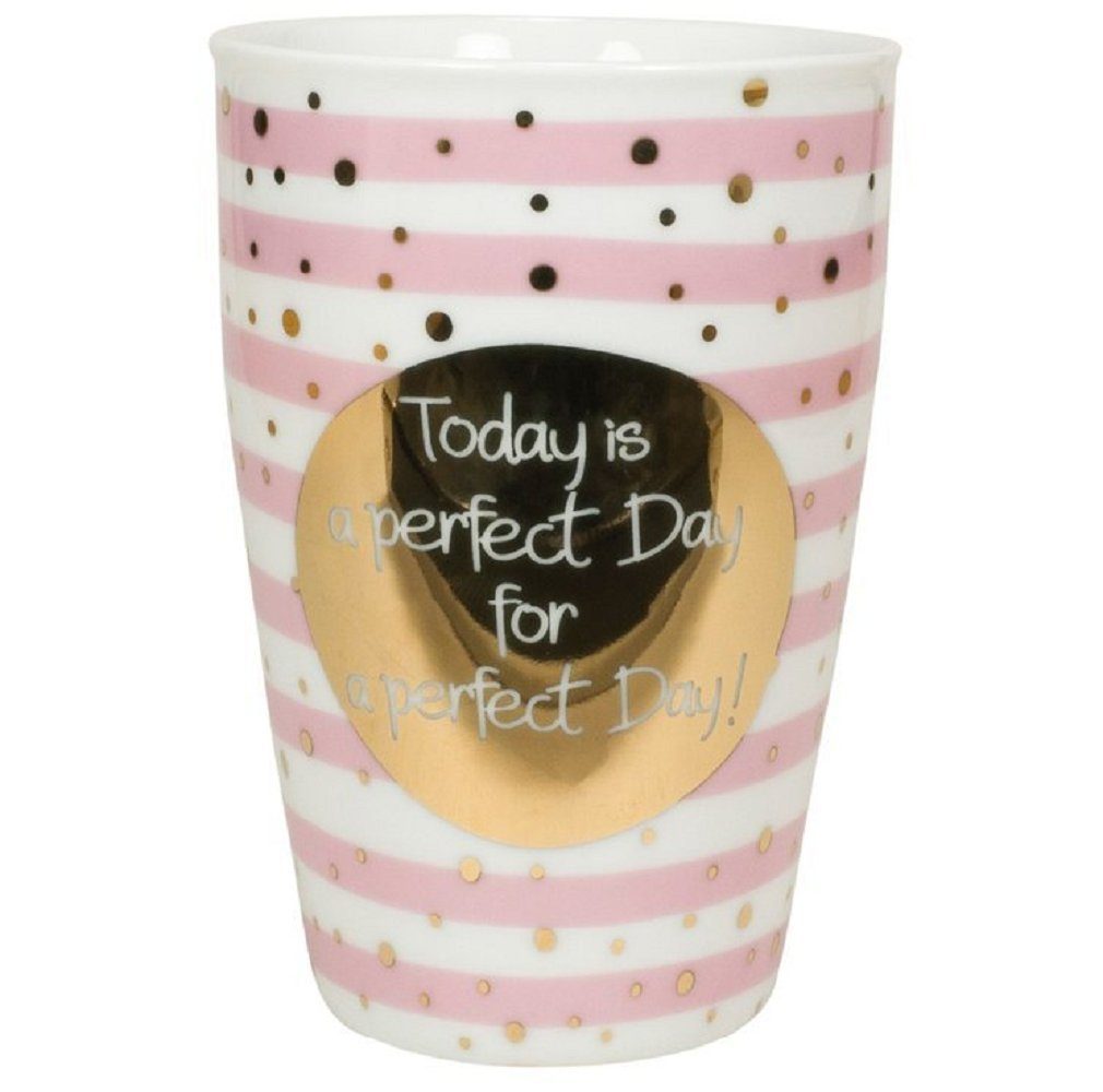MEA LIVING Tasse MEA LIVING Henkel Becher 450 ml TODAY IS A PERFECT DAY Kaffee Tasse gold Spruch
