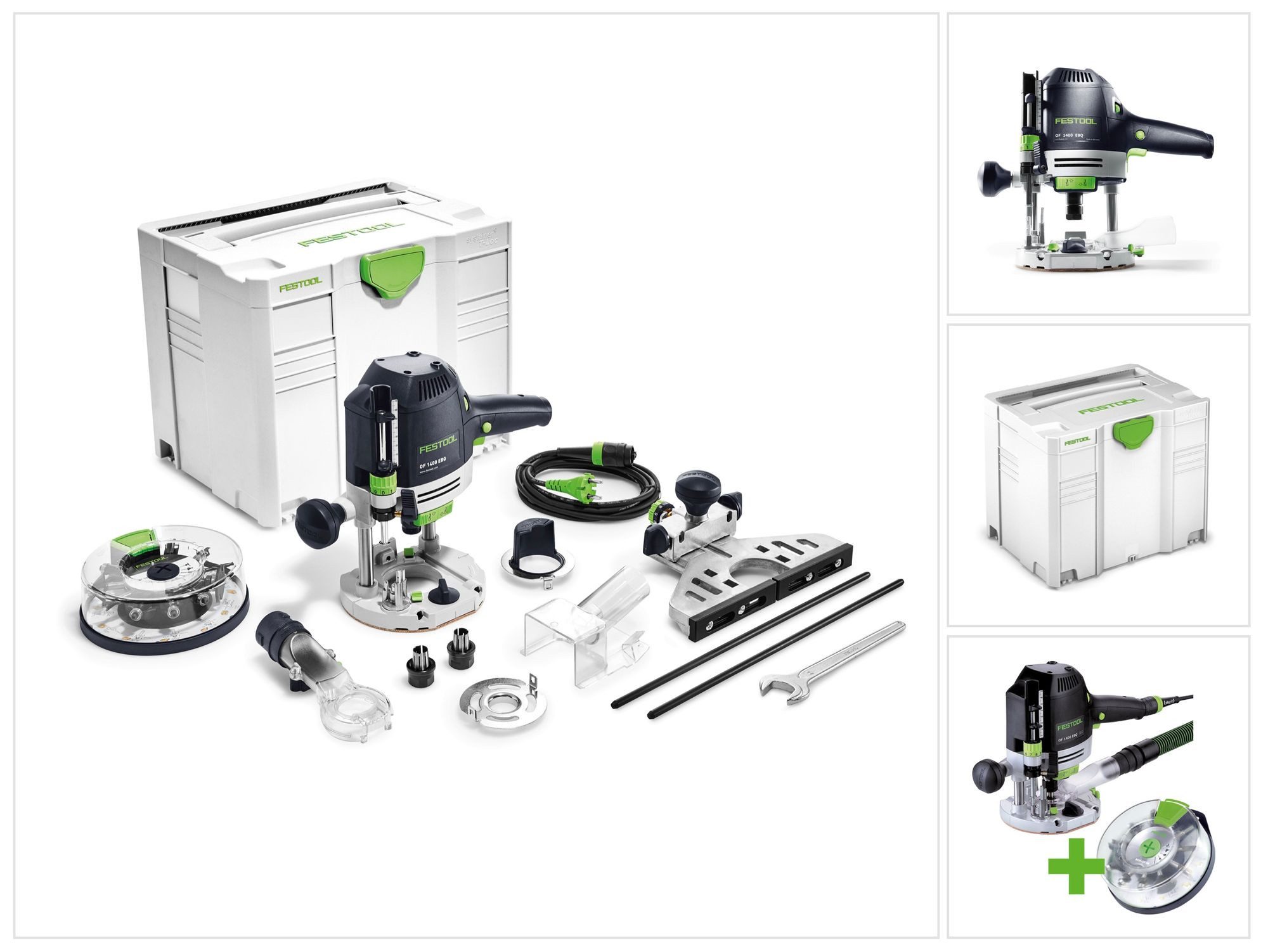 FESTOOL Oberfräse OF 1400 EBQ-PLUS Oberfräse 1400W 70mm Hub (574398) + Zubehör