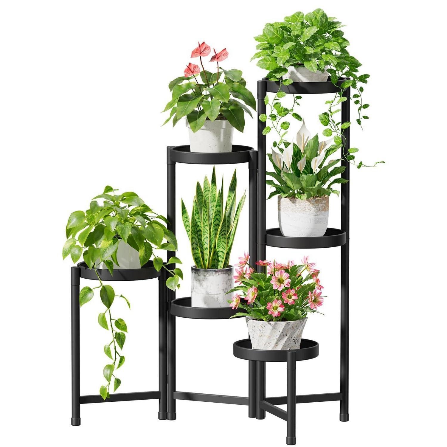 LuxusKollektion Pflanzentreppe 6-stufiger Pflanzenständer Schwarz (1 St)