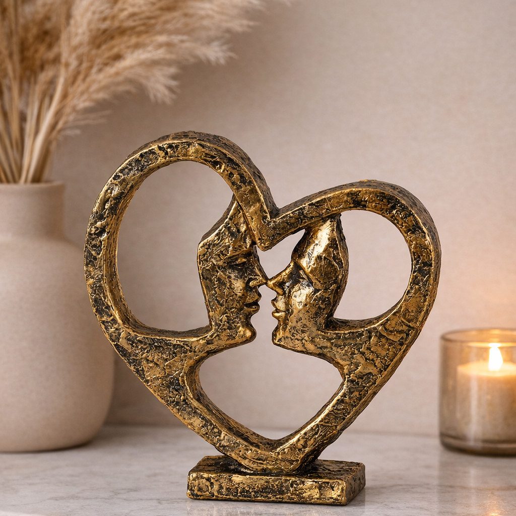 MF Skulptur Skulptur Ewige Liebe Gold Liebende Gesichter 21 cm (1 St)
