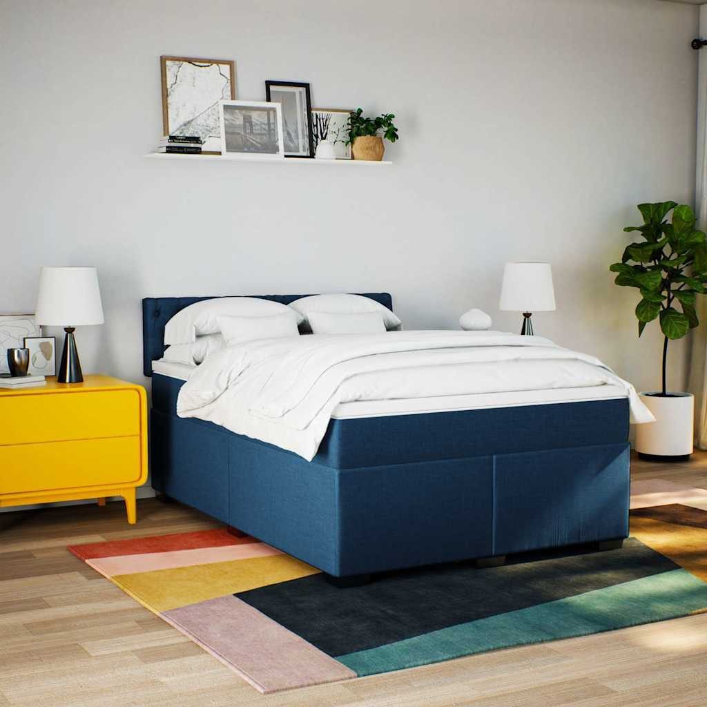 vidaXL Bett Boxspringbett mit Matratze Blau günstig online kaufen