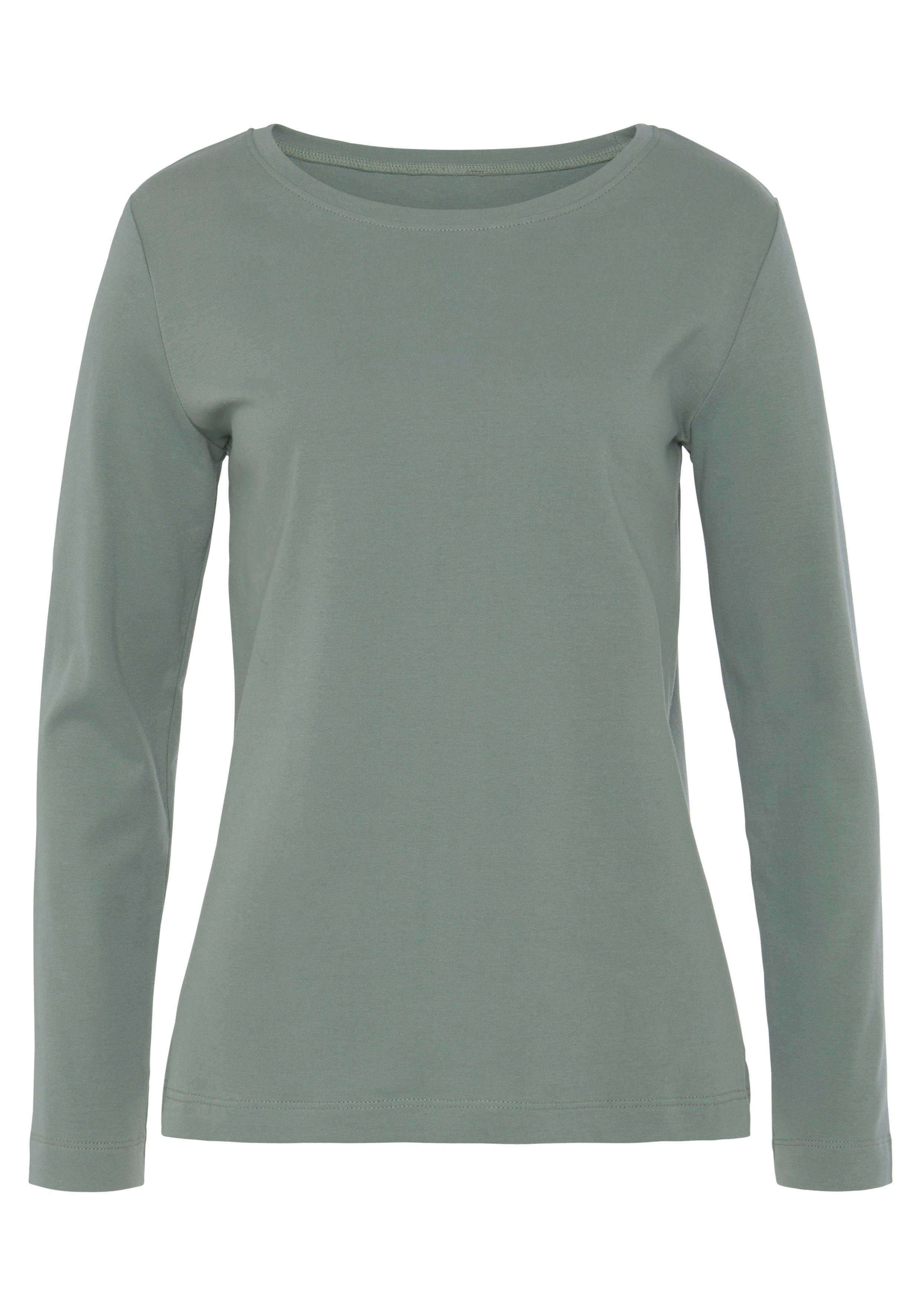 Vivance Langarmshirt aus reiner Baumwolle (2er-Pack) aus luftiger Interlock-Qualität