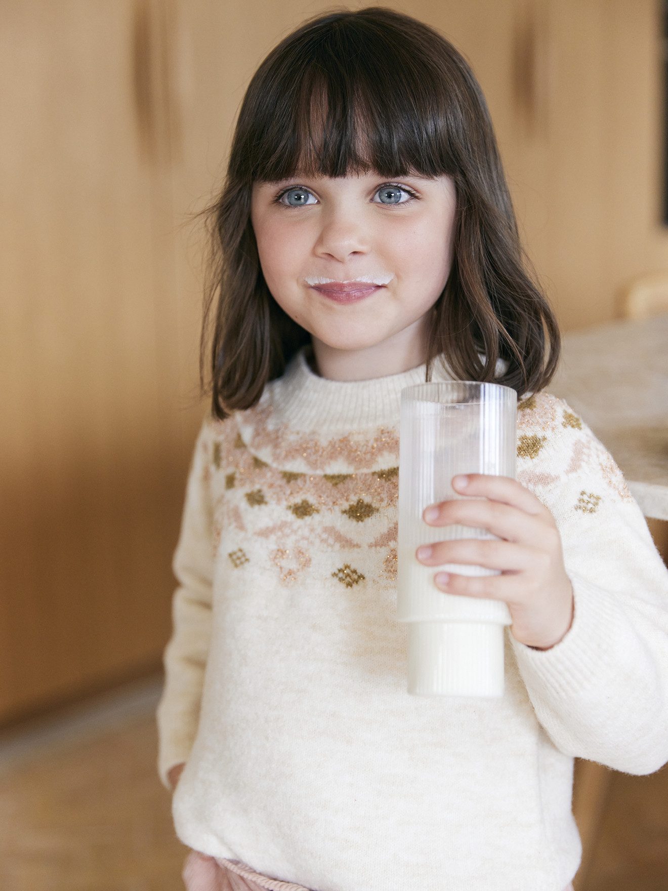 vertbaudet Pullunder Mädchen-Pullover mit Jacquard und Glitzerdetails