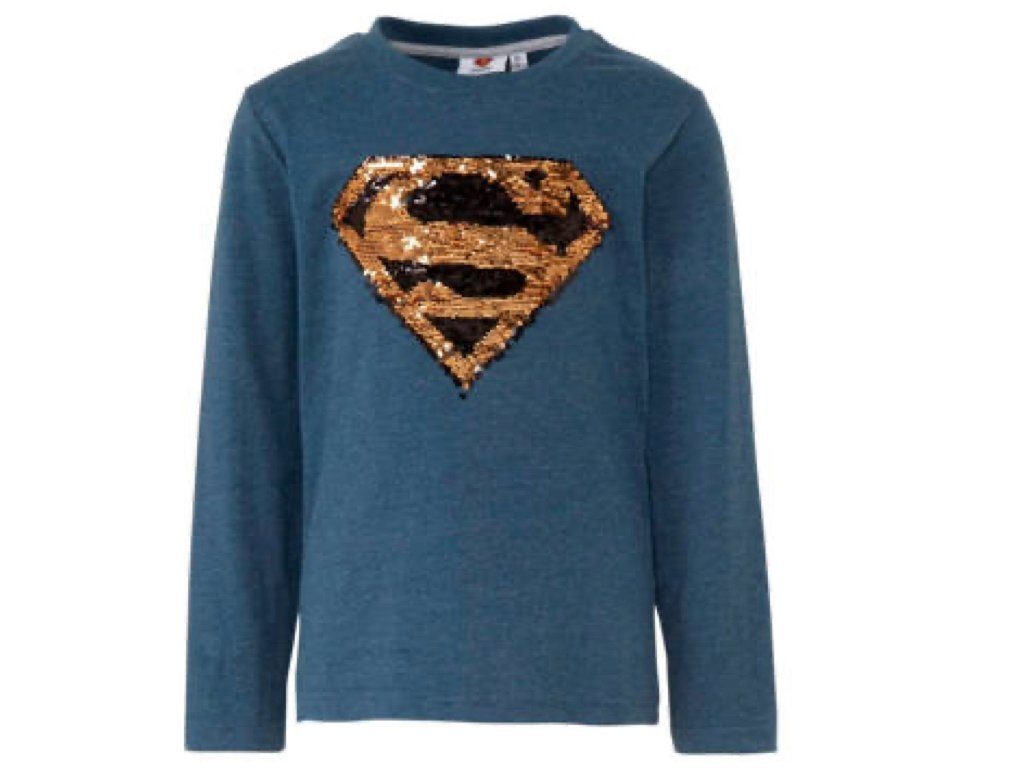 Superman Langarmshirt Superman Langarmshirt mit Wendepailletten