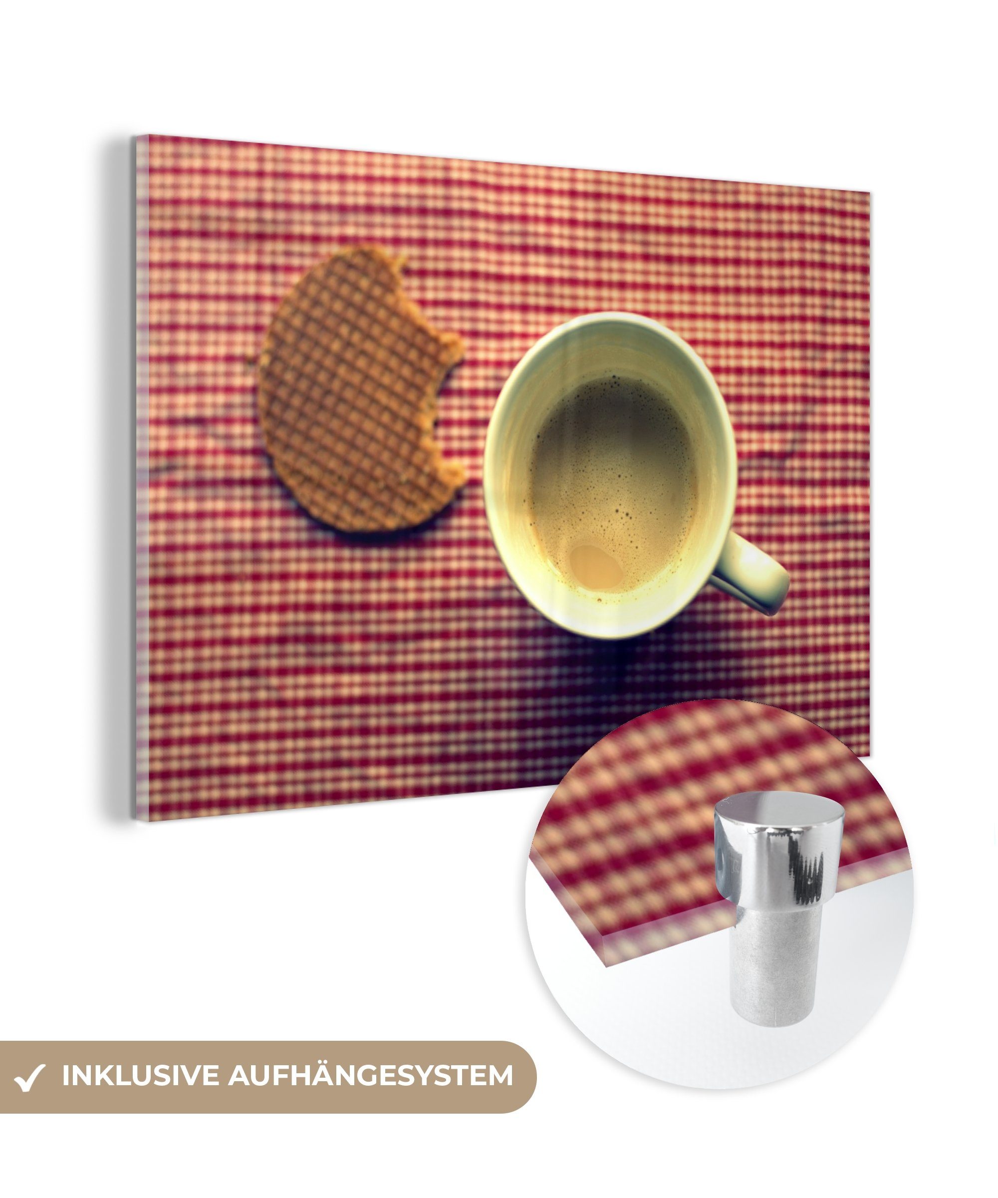 MuchoWow Acrylglasbild Sirupwaffel mit Kaffee, (1 St), Acrylglasbilder Wohnzimmer & Schlafzimmer