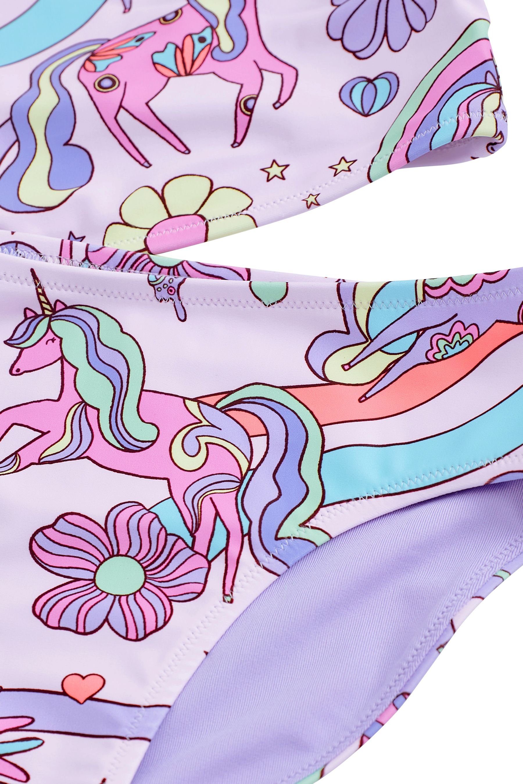 (2-St) Unicorn an mit Schultern Bustier-Bikini Bikini Next Tie Shoulder Bindedetail den Pink/Purple