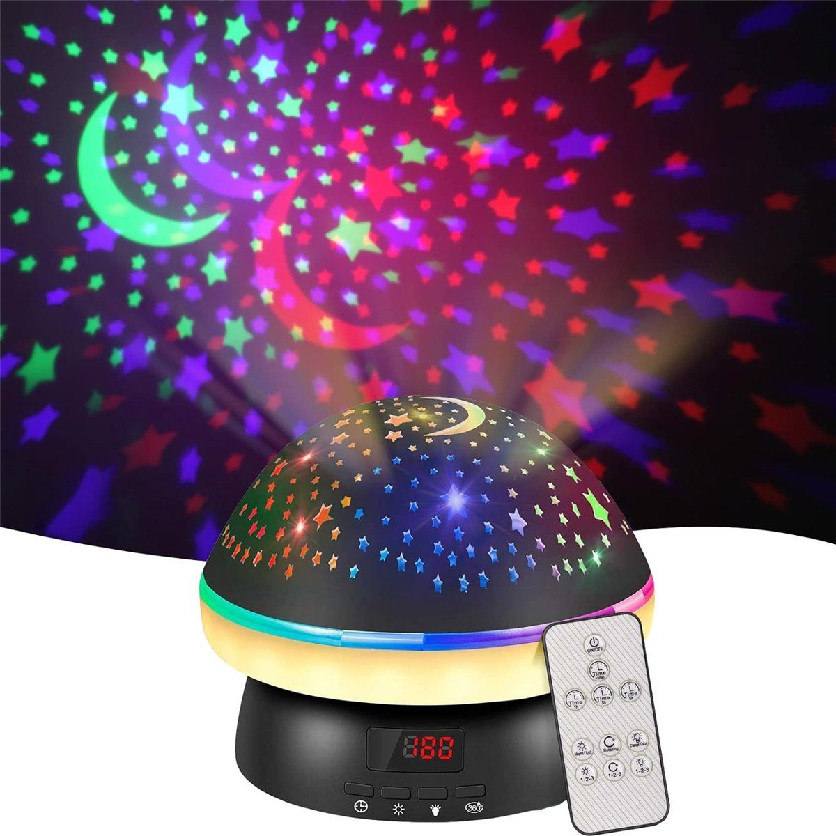 Partyraum-Dekorationslicht LED Timer-rotierender Schwarz K&B Sternprojektor, Nachtlicht