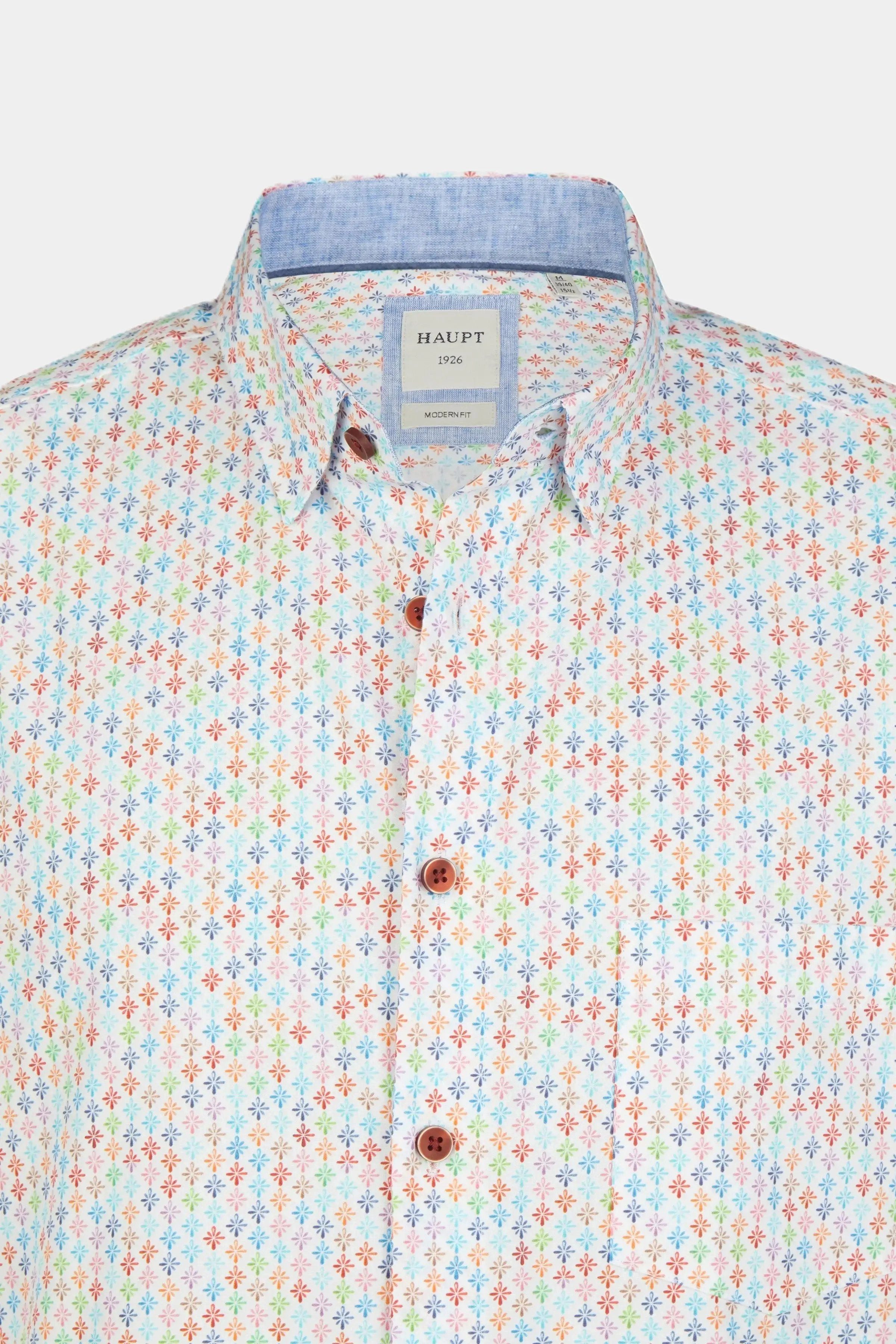 Haupt Kurzarmhemd Modern Fit Kurzarm Popeline-Herrenhemd Allover-Sternenmus günstig online kaufen