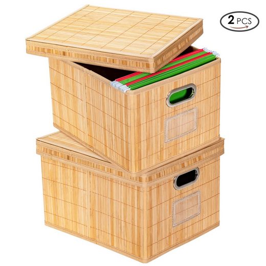 COSTWAY Aufbewahrungskorb »2er Set Wäschekorb Wäschesammler Bambuskorb