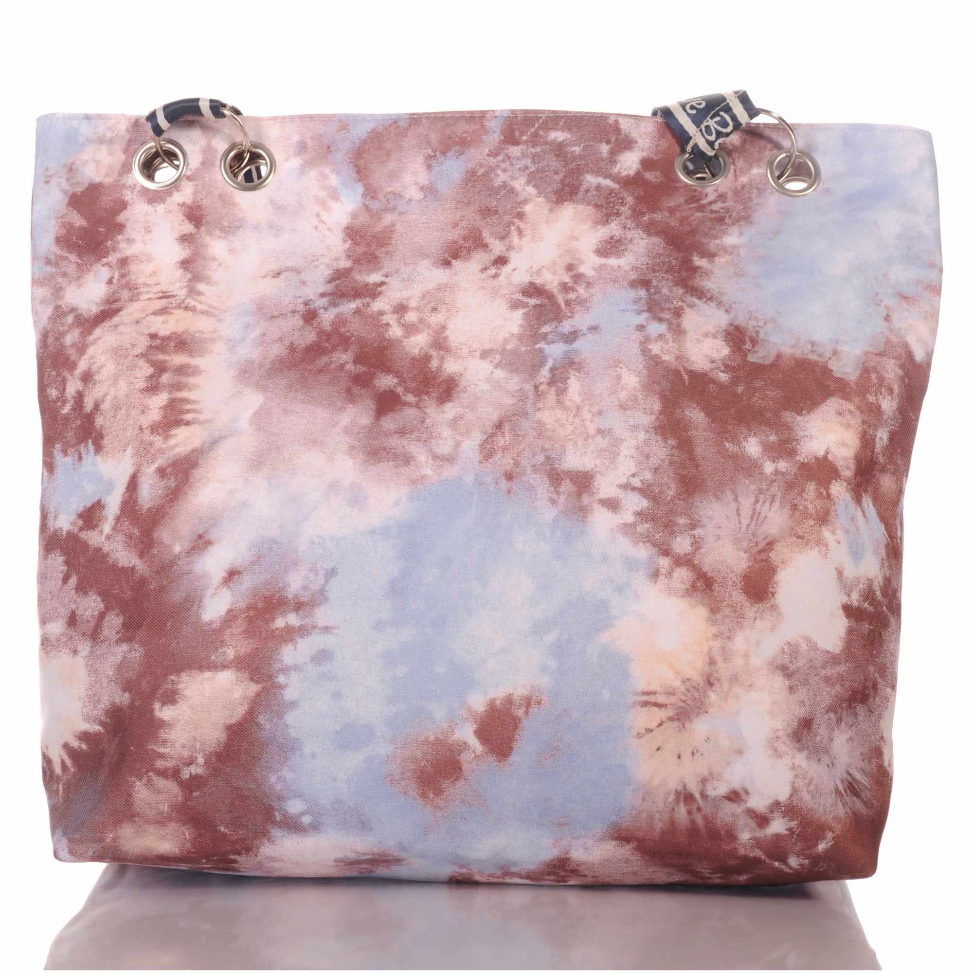 Umhängetasche Strandtasche mit Reißverschluss und Batikmuster 30730