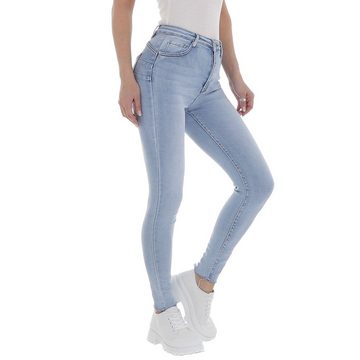 Ital-Design Skinny-fit-Jeans Damen Freizeit Used-Look Stretch High Waist Jeans in Hellblau