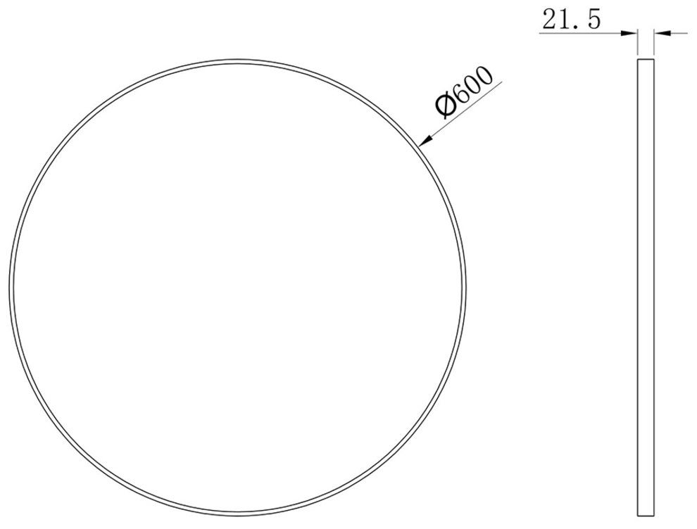 Talos Badspiegel Black Durchmesser: 60 Circle cm (Komplett-Set)