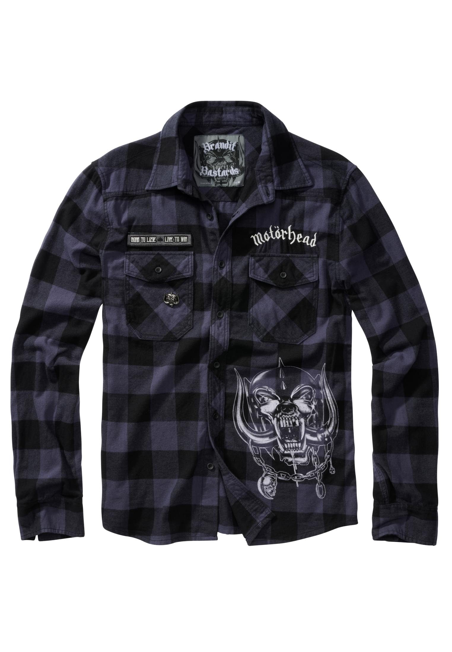 angenehmer Stylisches Motörhead (1-tlg), aus Brandit Checkshirt Herren Baumwollmischung Langarmhemd Shirt