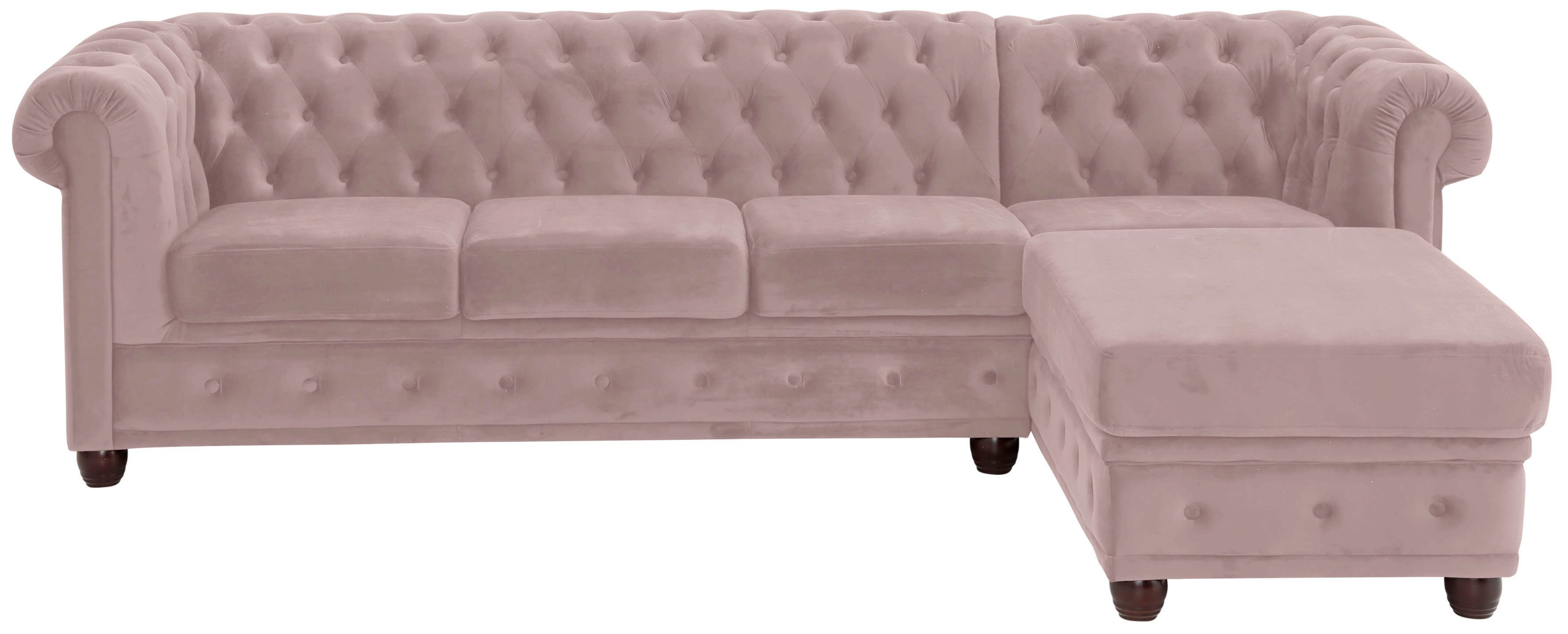 Home affaire Chesterfield-Sofa New Castle L-Form, hochwertige Knopfheftung in Chesterfield-Design, B/T/H: 255(171/72)