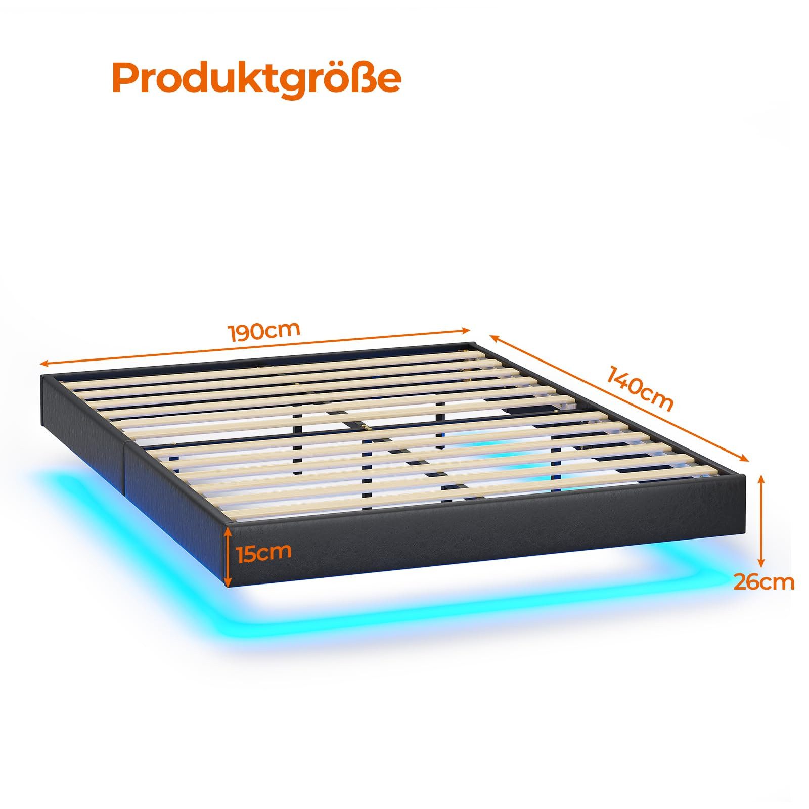 MSMASK Bettgestell mit LED Beleuchtung Lattenrost günstig online kaufen