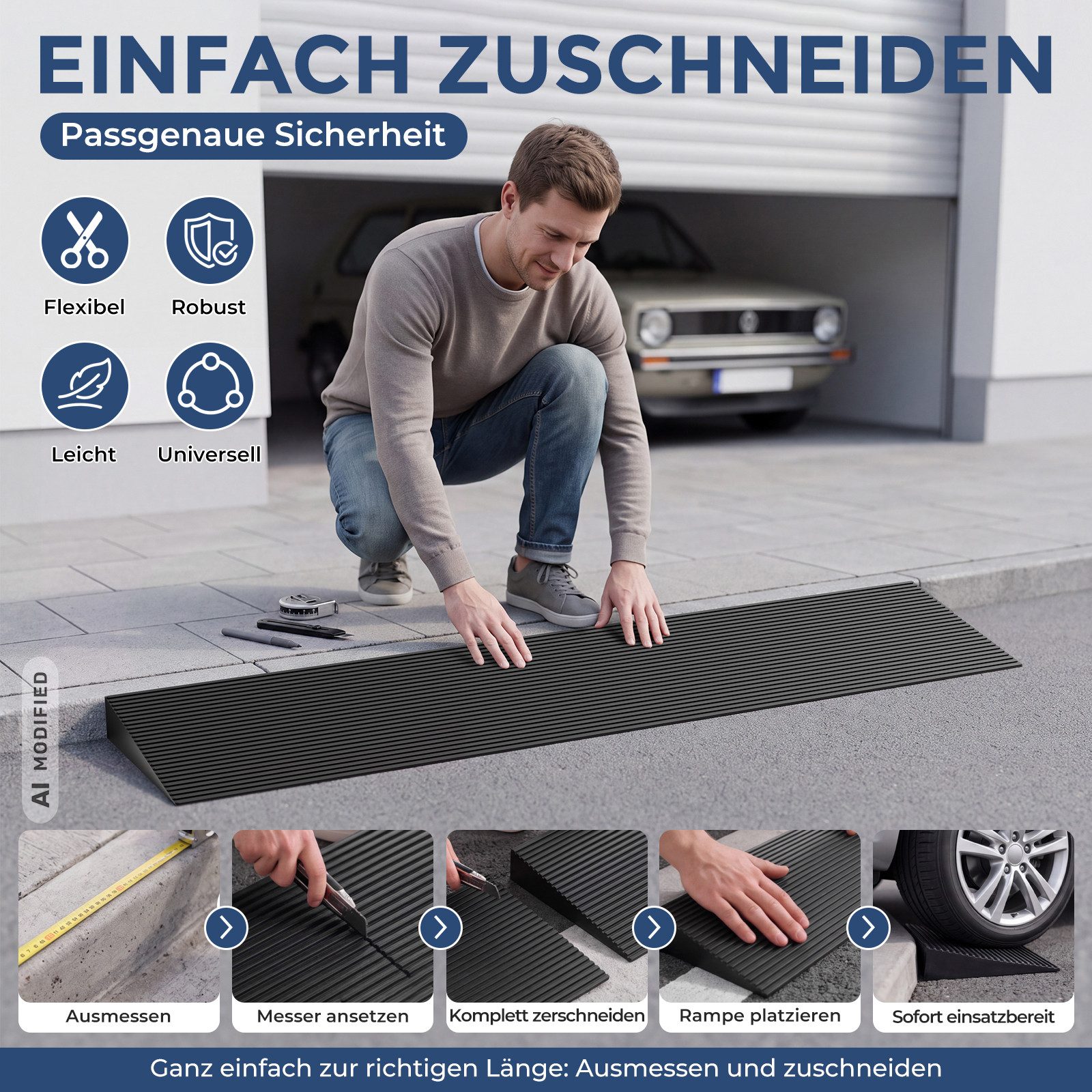 Kingpower Auffahrrampe Türschwellenrampe Rollstuhl Schwellenrampe Gummi Rampe Bordstein 40 mm – Bild 4 von 5
