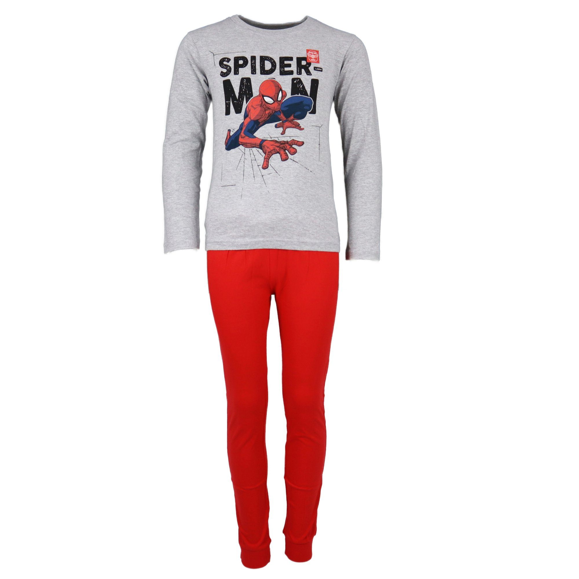 Wäsche/Bademode Nachtwäsche MARVEL Schlafanzug Spiderman Kinder Pyjama Gr. 104 bis 134, Weiß, Grau