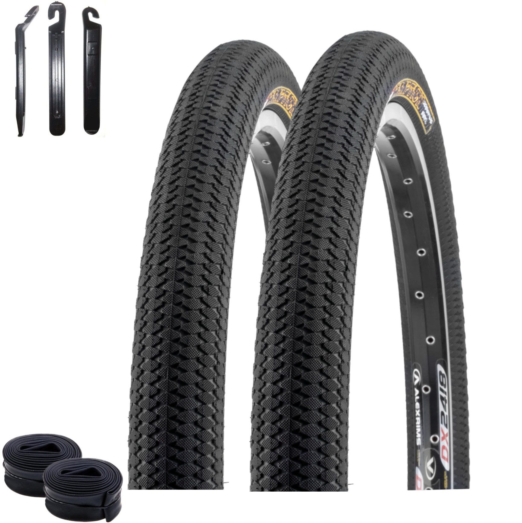 maxxi4you Fahrradreifen 2 x Kenda Kiniption K-1016 20 x 2,10 (54-406) Schwarz + 2 x DV inkl RH