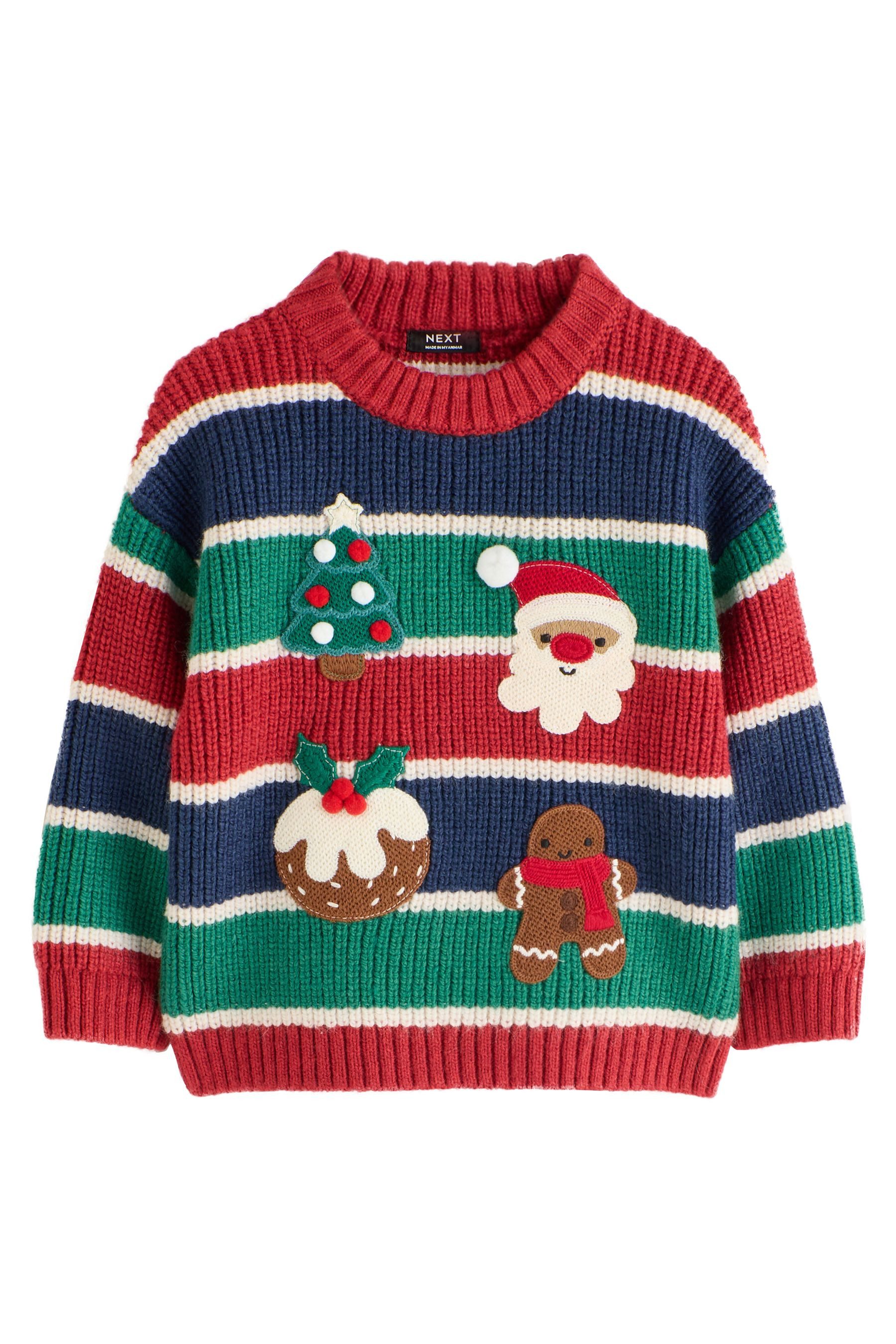 Next Strickjacke Gestricktes Rundhals-Poloshirt, Weihnachten (1-tlg)
