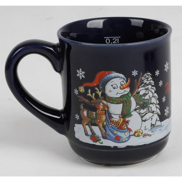 BURI Tasse 12x Weihnachten Becher Tasse 0,2L mit Griff Kaffee Tee Keramik, Keramik
