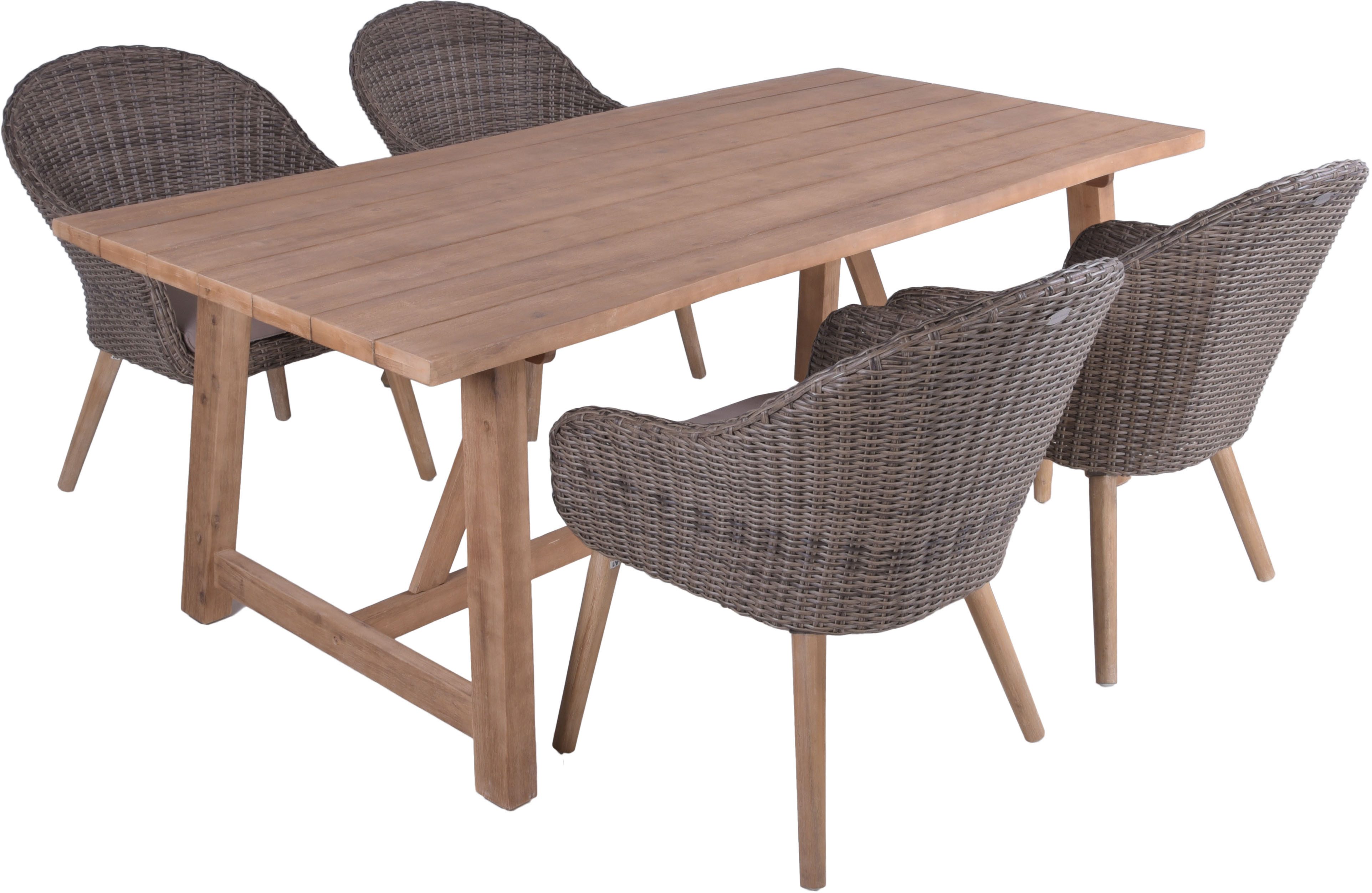 Garden Pleasure Garten-Essgruppe, Tischgruppe »OAKLAND/PUEBLO Set 01«, (Set), 4 Sessel, Tisch LxB: 200x100 cm, inkl Auflagen