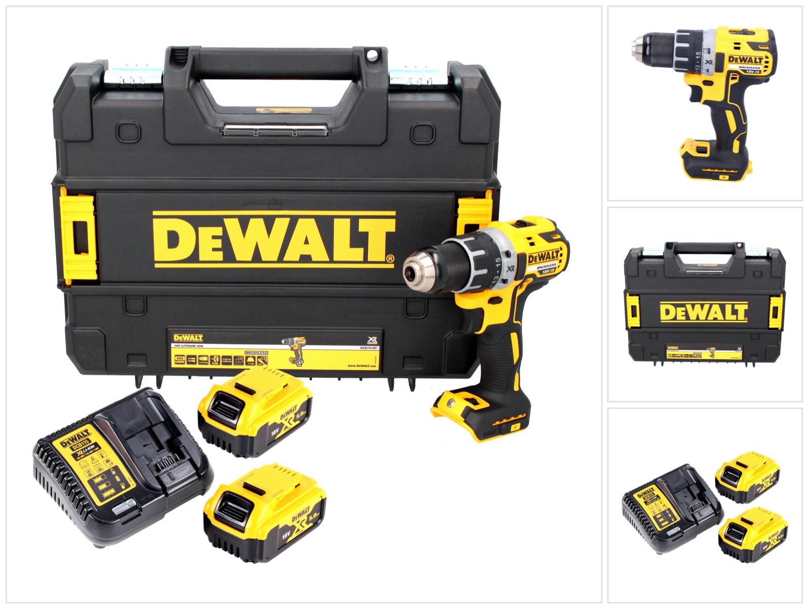 DeWalt Akku-Schrauber DCD 791 P2 Akku Bohrschrauber 18 V 70 Nm Brushless + 2x Akku 5,0 Ah +