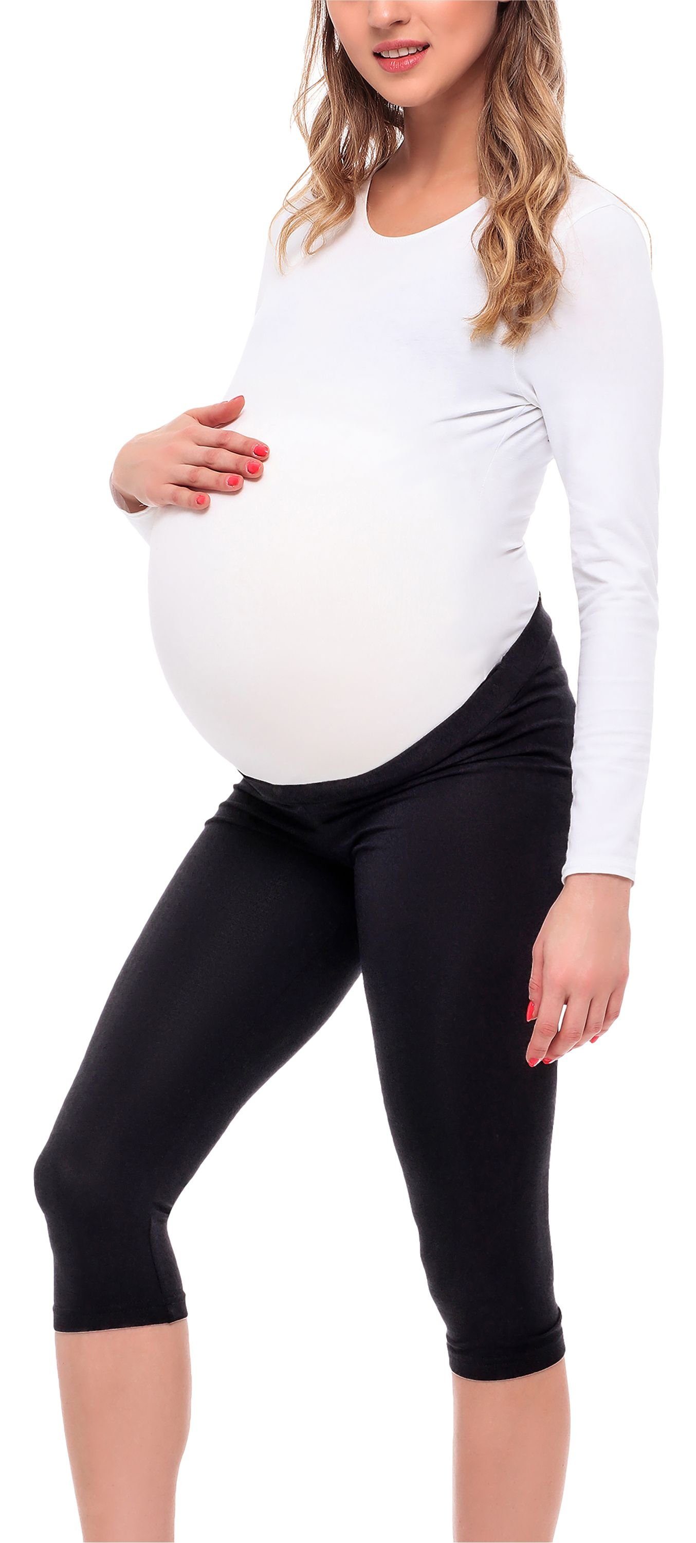 Be Mammy Umstandsleggings 3/4 Umstandsleggings aus Viskose BE20-254 (1-tlg) elastischer Bund