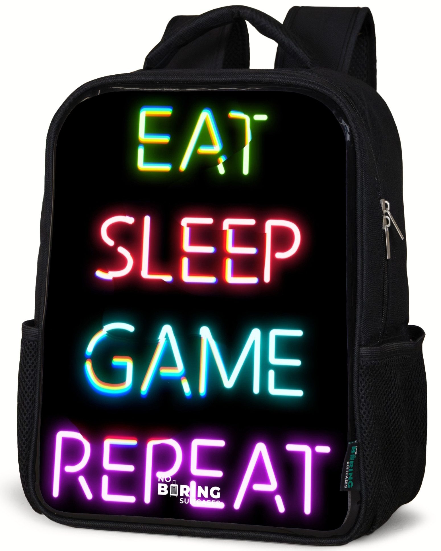 Rucksack Qoute mit Neonröhren