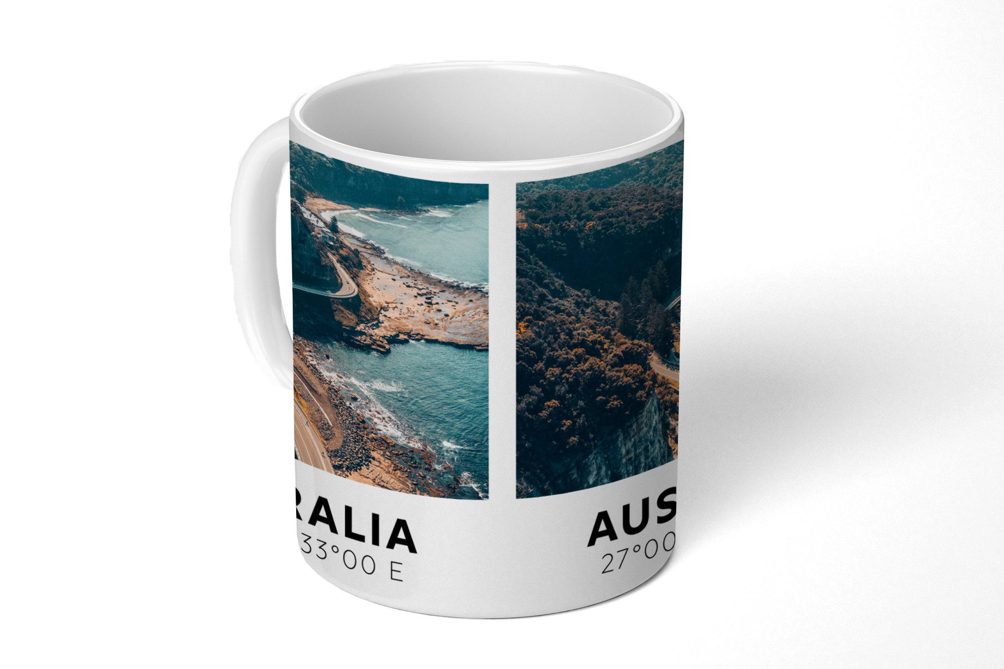 MuchoWow Tasse Australien - Sommer - Autobahn - Meer, Keramik, Kaffeetassen, Teetasse, Becher, Teetasse, Geschenk