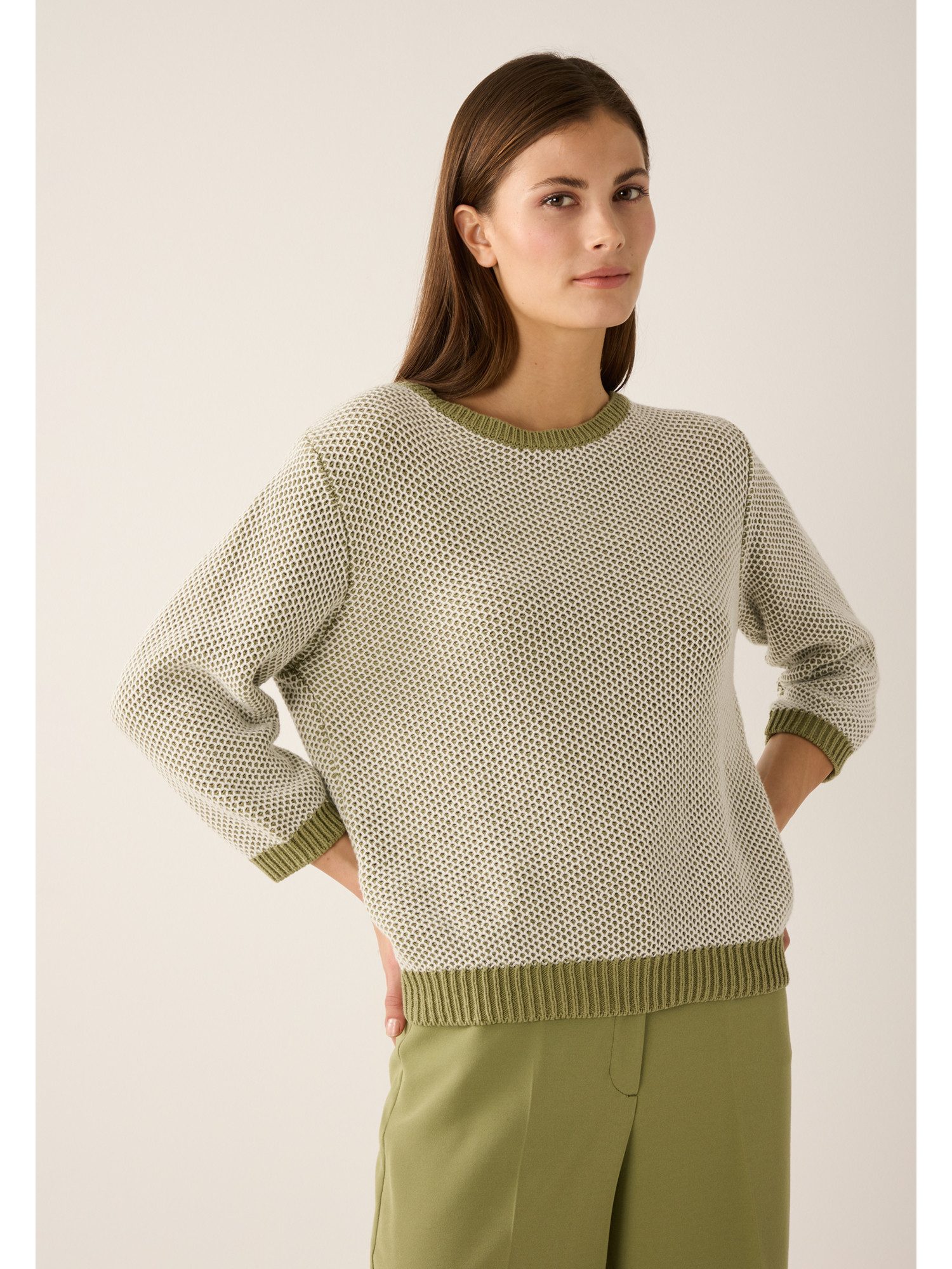 MORE&MORE Rundhalspullover Struktur-Pullover, 3/4 Arm
