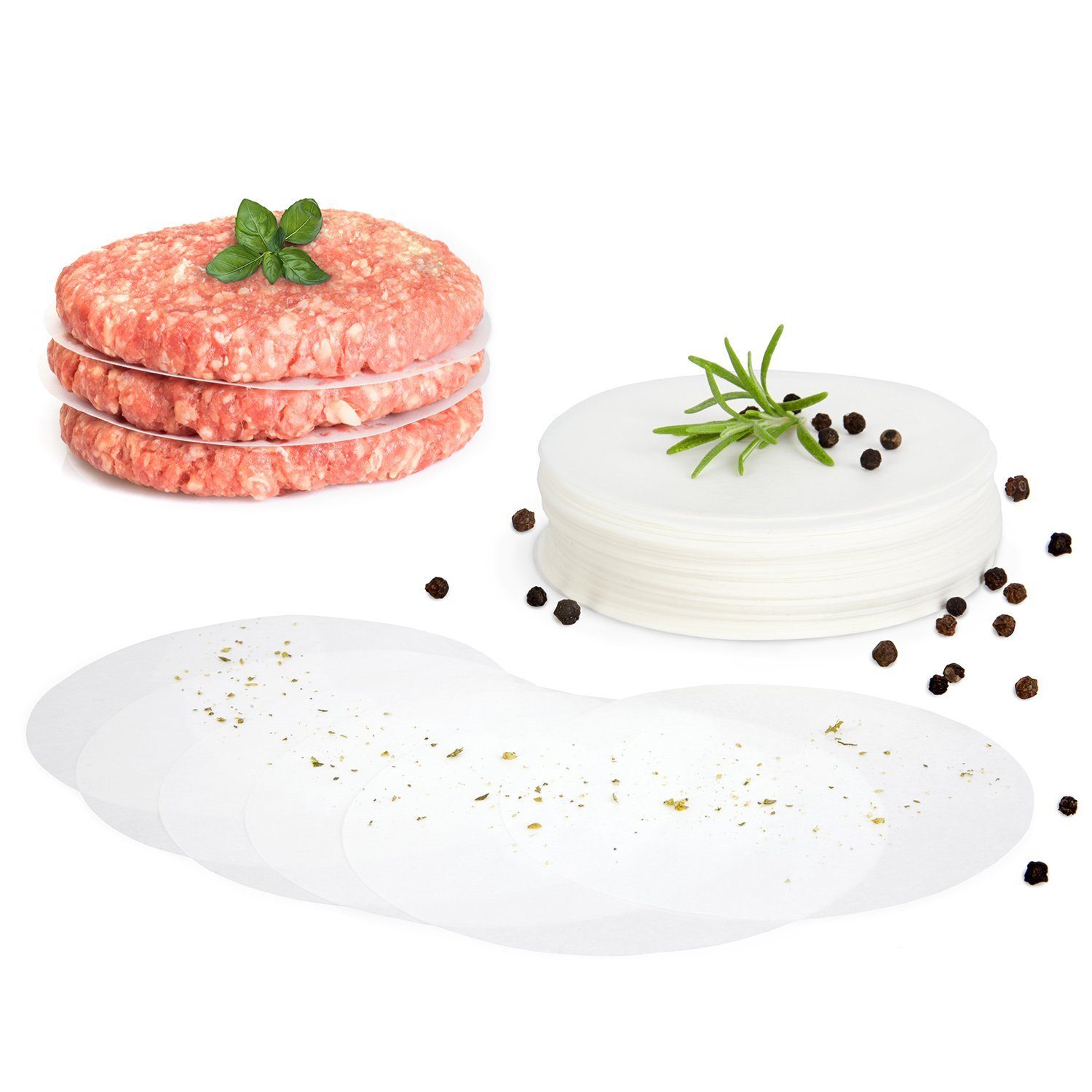 GOURMEO Backpapier Burger Papier für Burgerpresse - 500 STK., Burgerpresse Papier - 500 Stück für perfekte Burger