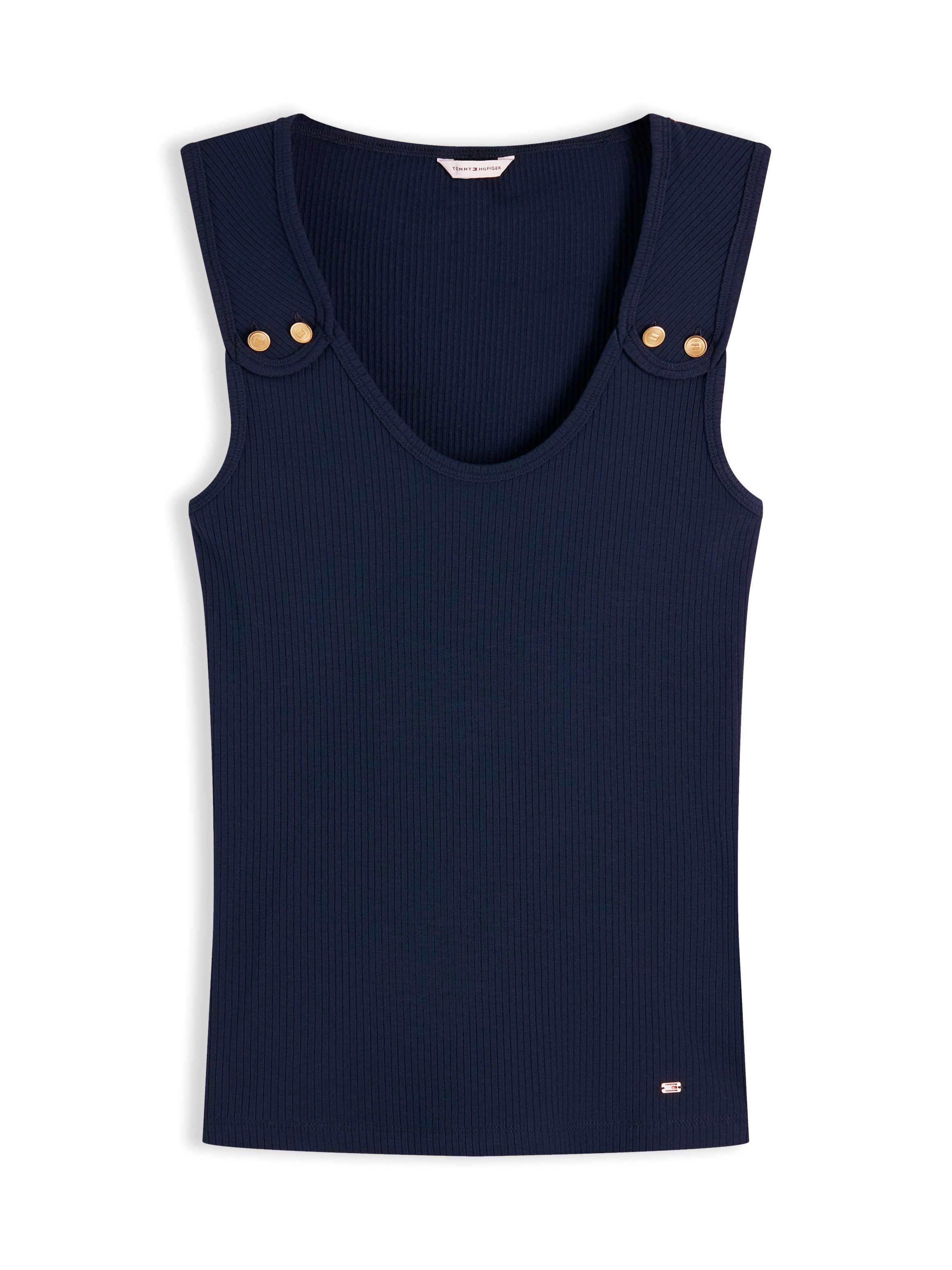 Tommy Hilfiger Tanktop GOLD BUTTON U-NK TANK Viskosemischung, goldfarbene Knöpfe – Bild 5 von 5