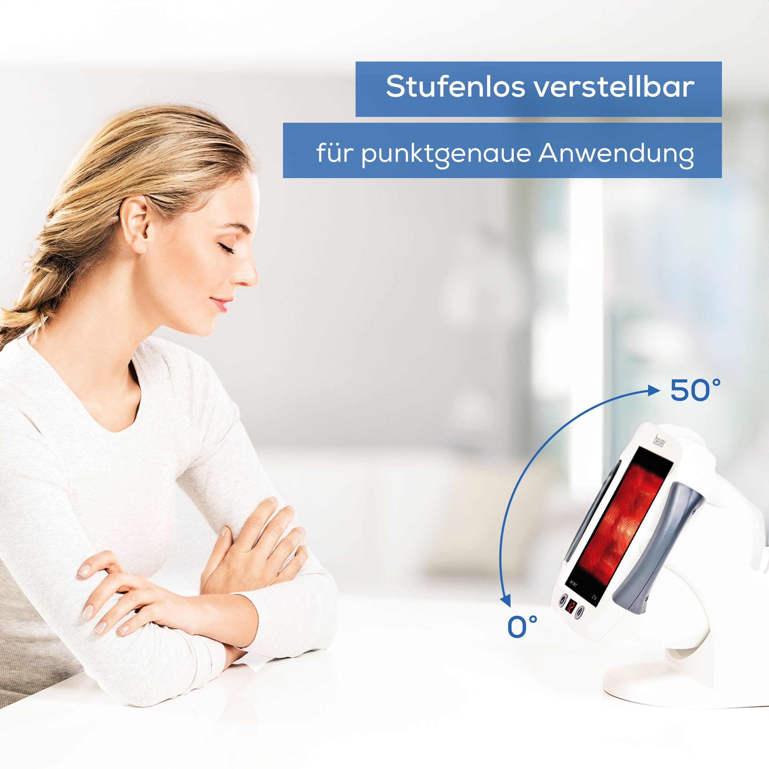 BEURER Infrarot-Wärmestrahler IL 50 tiefenwirksame Infrarotlampe mit 300 Watt, Medizinprodukt, Wohltuende Wärme bei Erkältungen und Muskelverspannungen