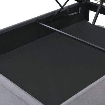 WISHDOR Polsterbett Doppelbett Bett Hydraulisch (140x200cm ohne Matratze, Bett mit Lattenrost und Metallrahmen), Modernes Bettgestell mit Stauraum