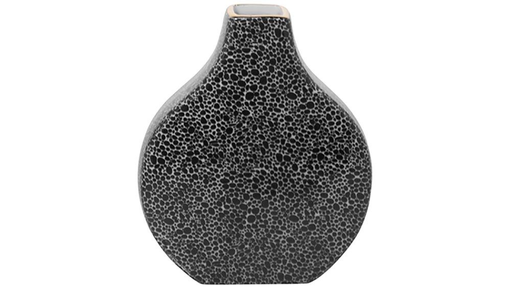 Fink Tischvase MINTA, Höhe ca. 23 cm, Dekovase aus Porzellan, mit goldfarbenem Rand (1 St), eckige schmale Öffnung, für einzelne Blumenstiele