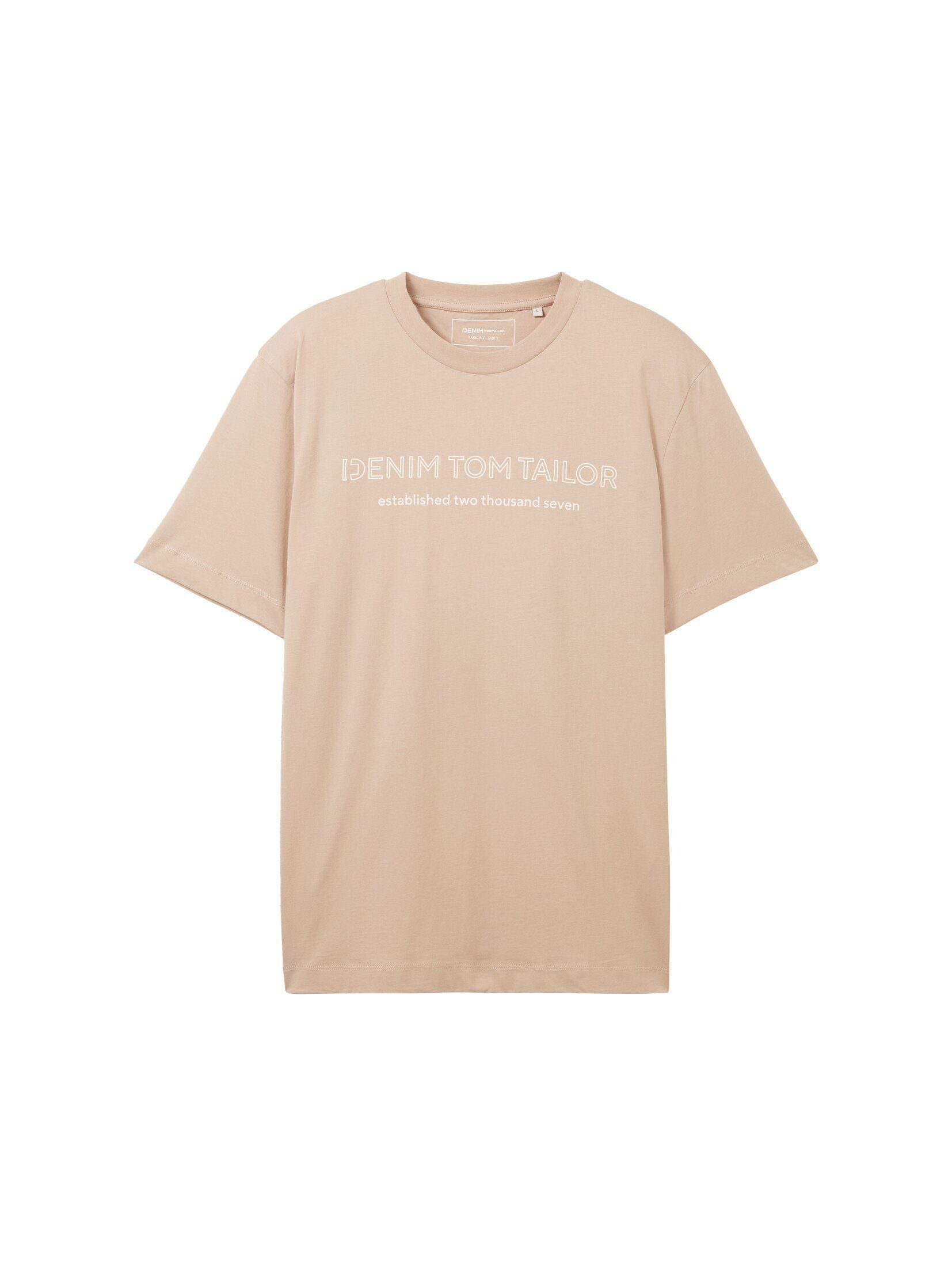 TAILOR T-Shirt TOM Denim ecru Logoprint T-Shirt mit silver