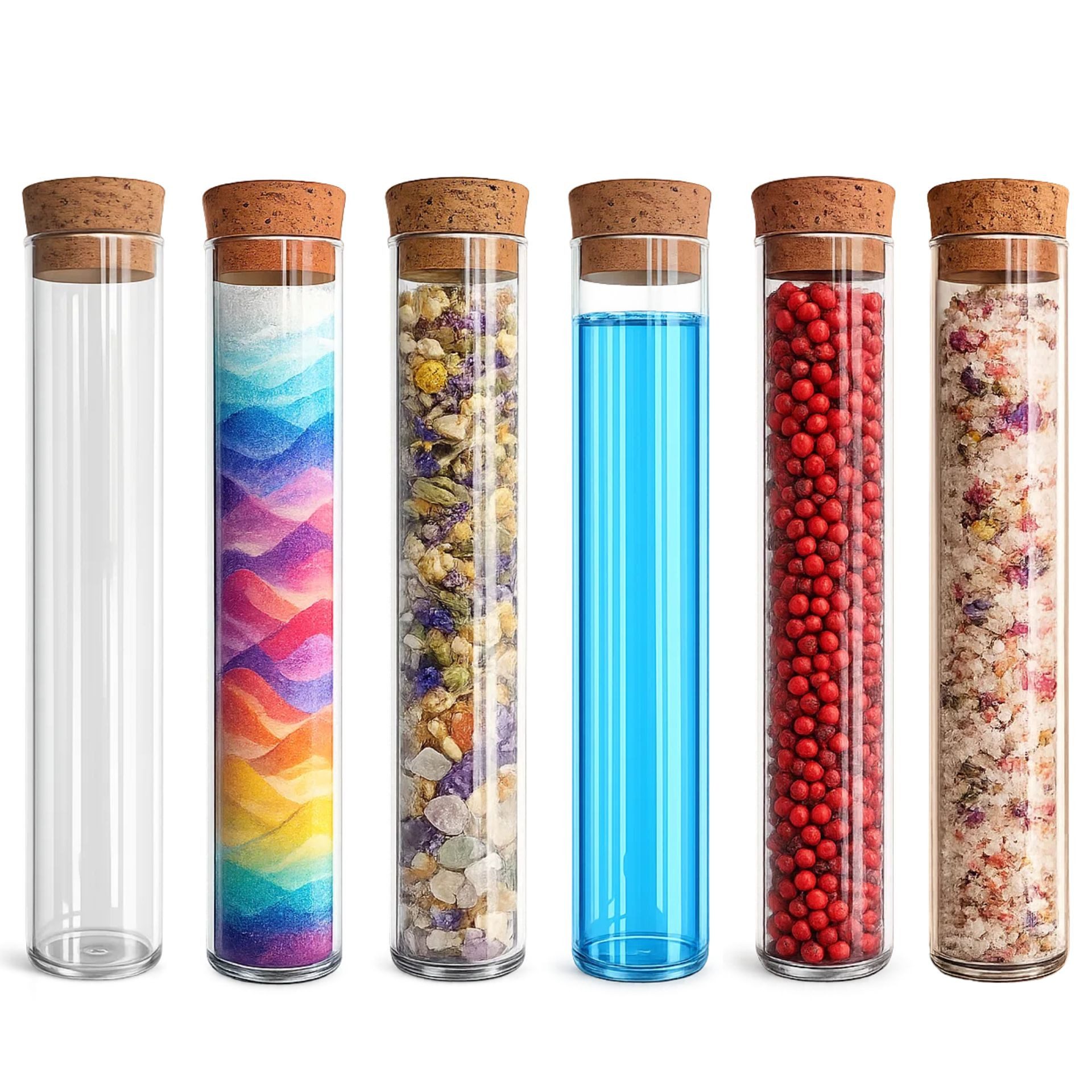 mikken Vorratsglas 6x Reagenzglas mit Korken 150 ml Glasflasche Deko Glasröhrchen, (6er Set), leere Glasbehälter zum Befüllen, 150 ml