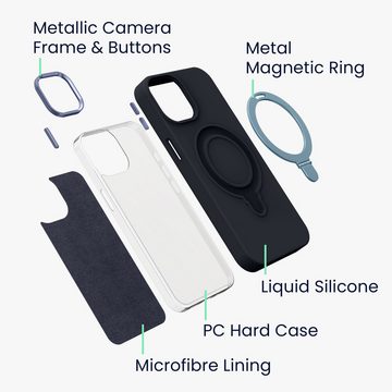 kalibri Handyhülle Silikon Hülle für Apple iPhone 15 Pro Max -, Case kompatibel mit MagSafe - Cover mit Stand Fingerhalter