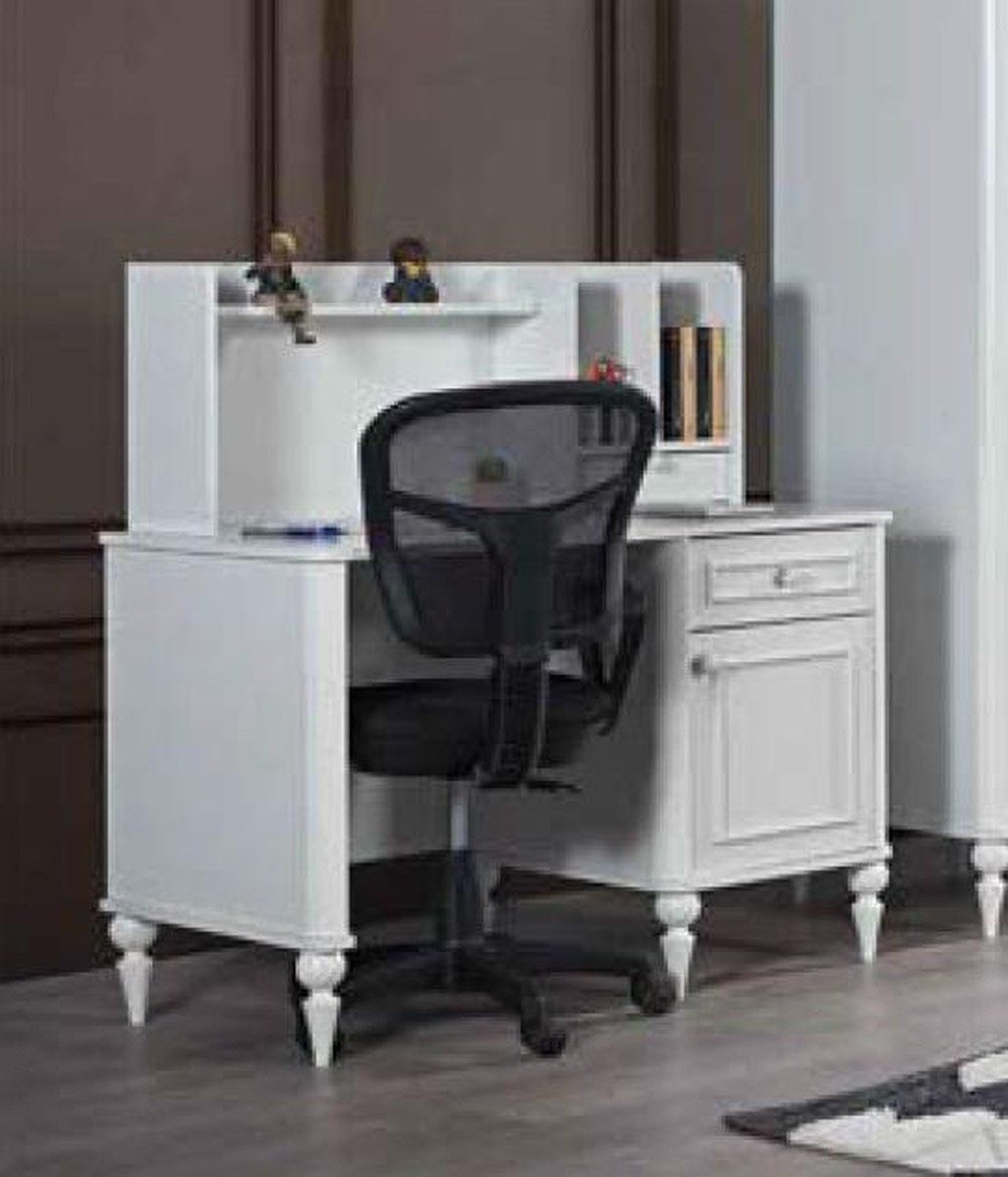 JVmoebel Computertisch Landhaus Schreibtisch aus Holz mit Schubladen und Seitenregal (Packung, 1-St., Landhaus Schreibtisch), Made in Europa